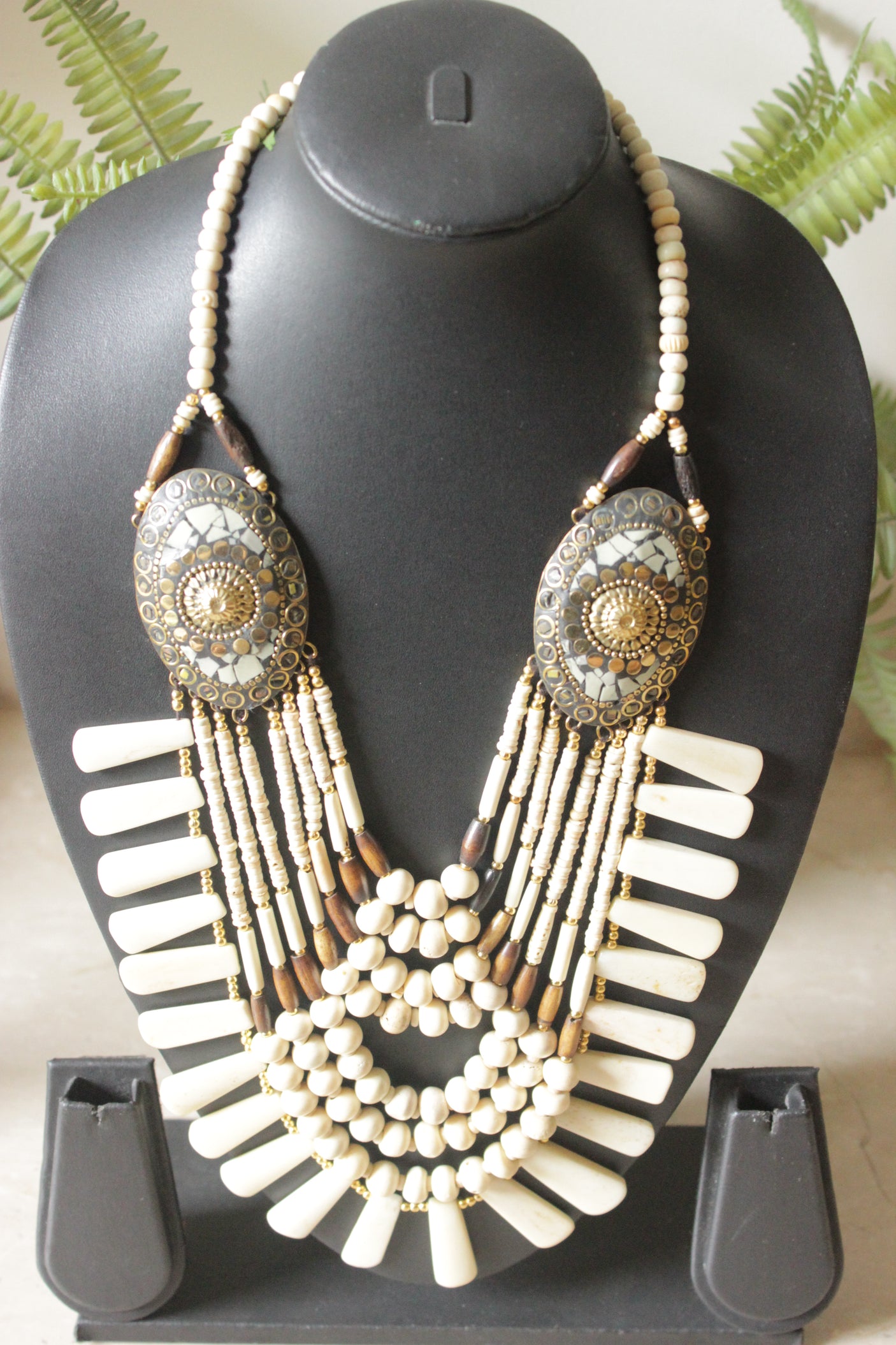 Wooden Beads Elegant Multi-Layer Handcrafted Statement African Tribal Necklace