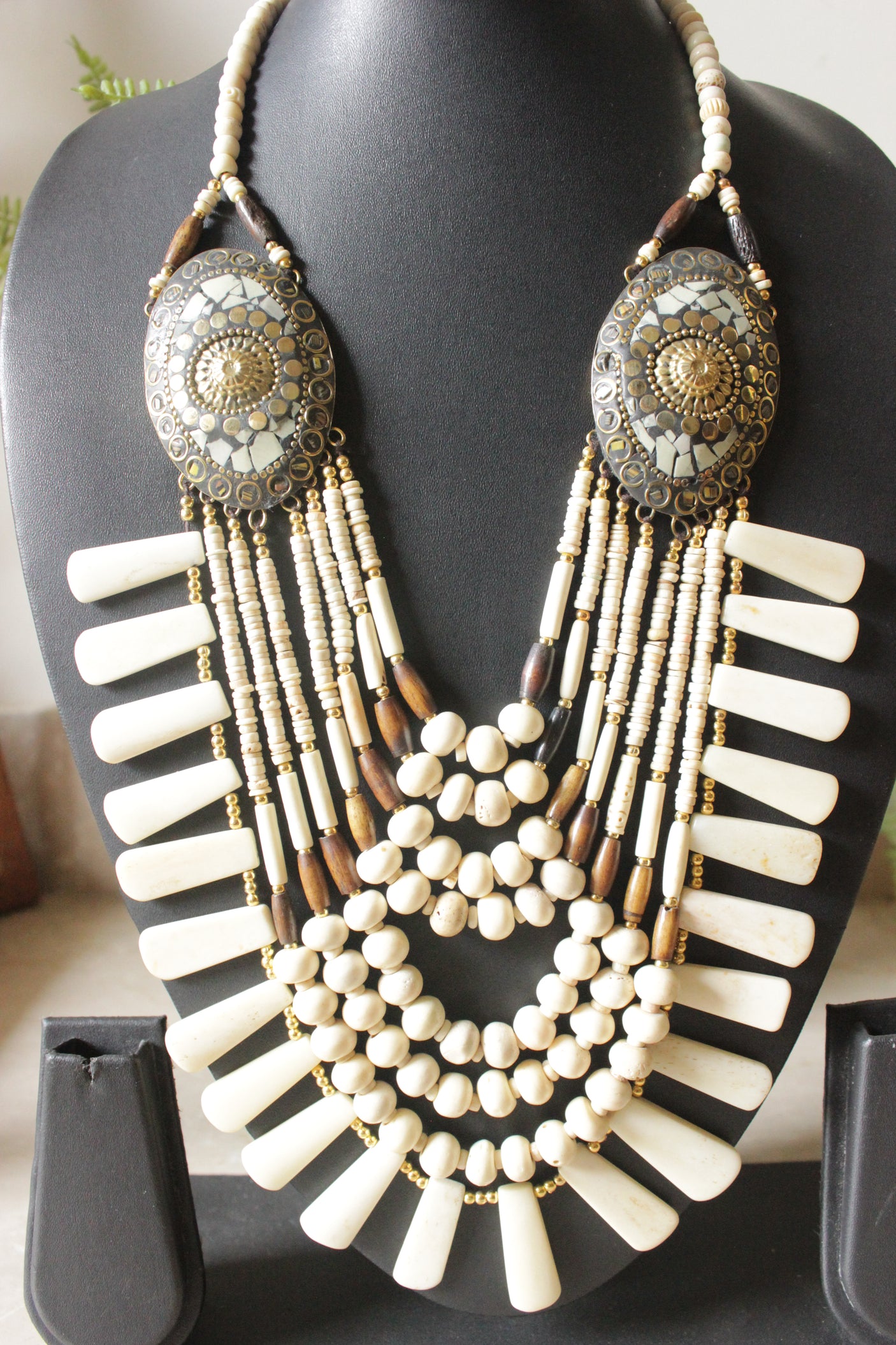 Wooden Beads Elegant Multi-Layer Handcrafted Statement African Tribal Necklace