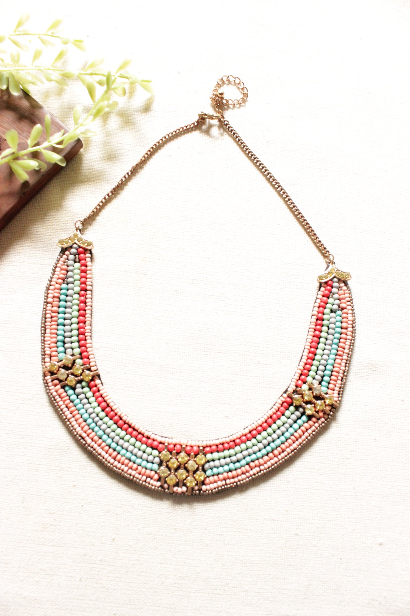 Multi-Color Acrylic Beads Hand Braided Necklace