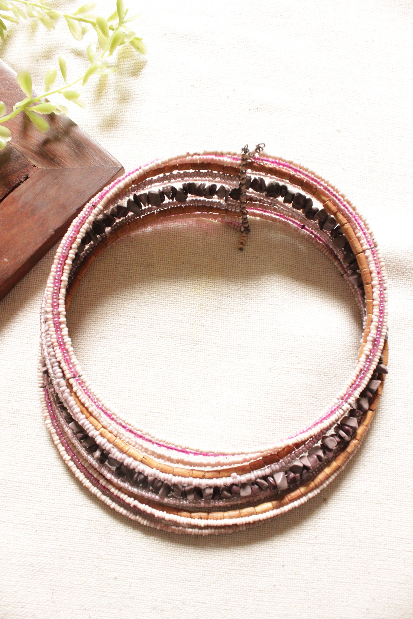 Acrylic Beads and Wooden Beads Multi-Layer Handmade Choker Necklace