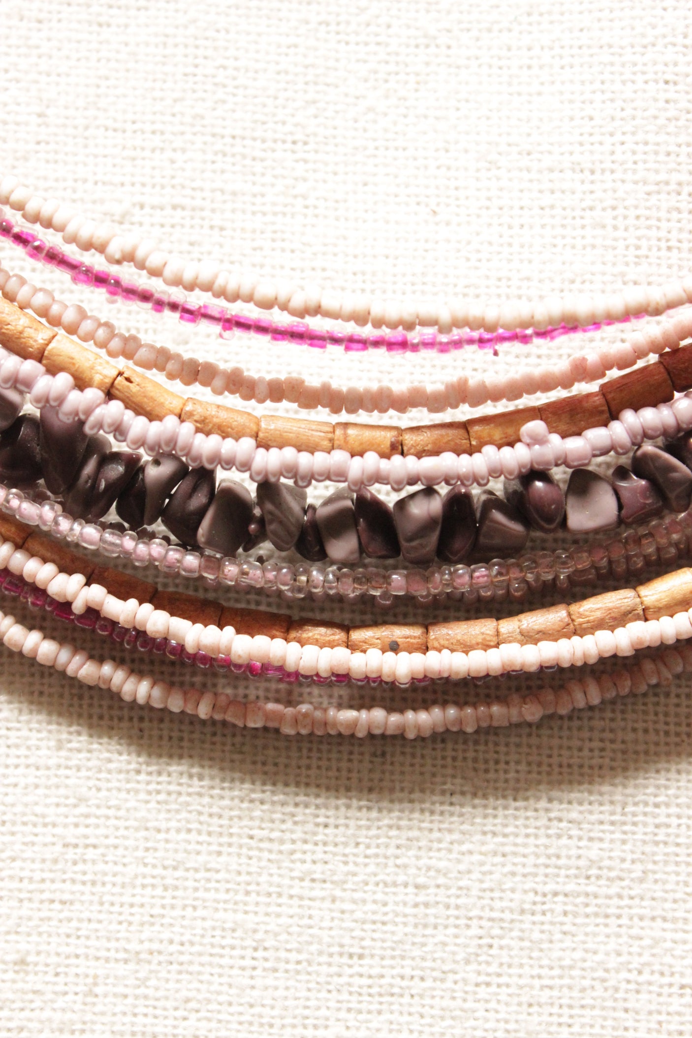 Acrylic Beads and Wooden Beads Multi-Layer Handmade Choker Necklace