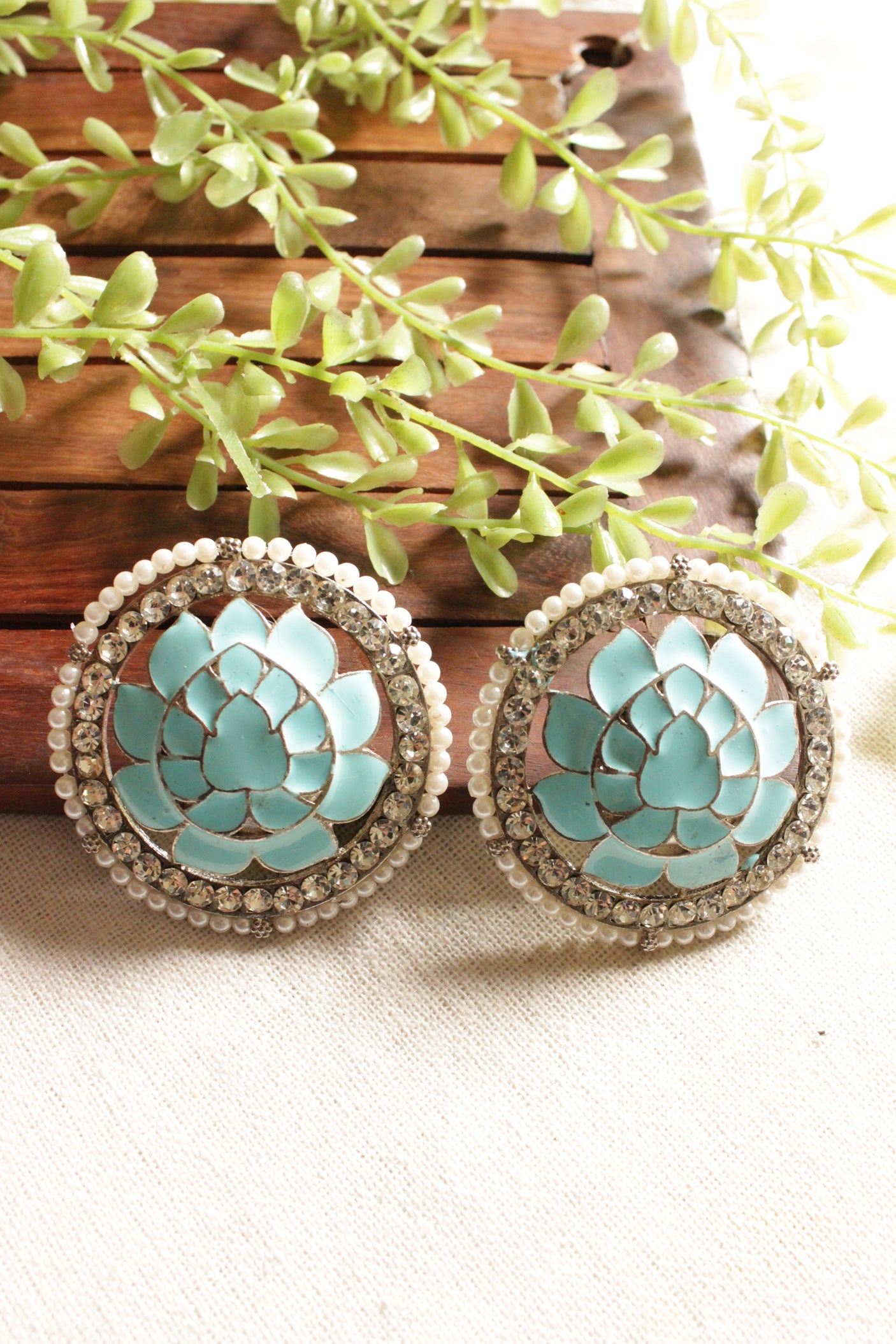 Circular Metal Acrylic Painted Stud Earrings