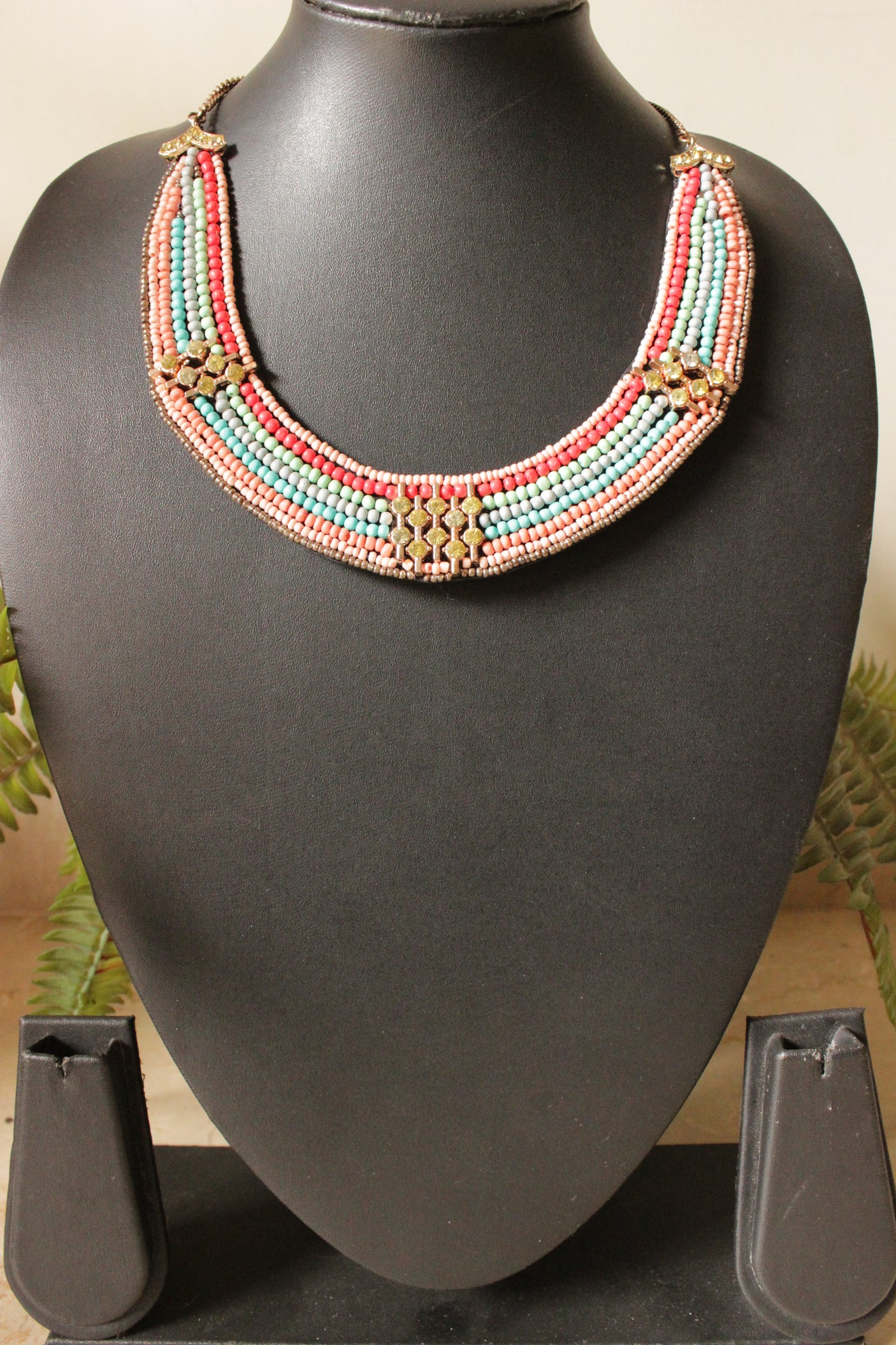 Multi-Color Acrylic Beads Hand Braided Necklace