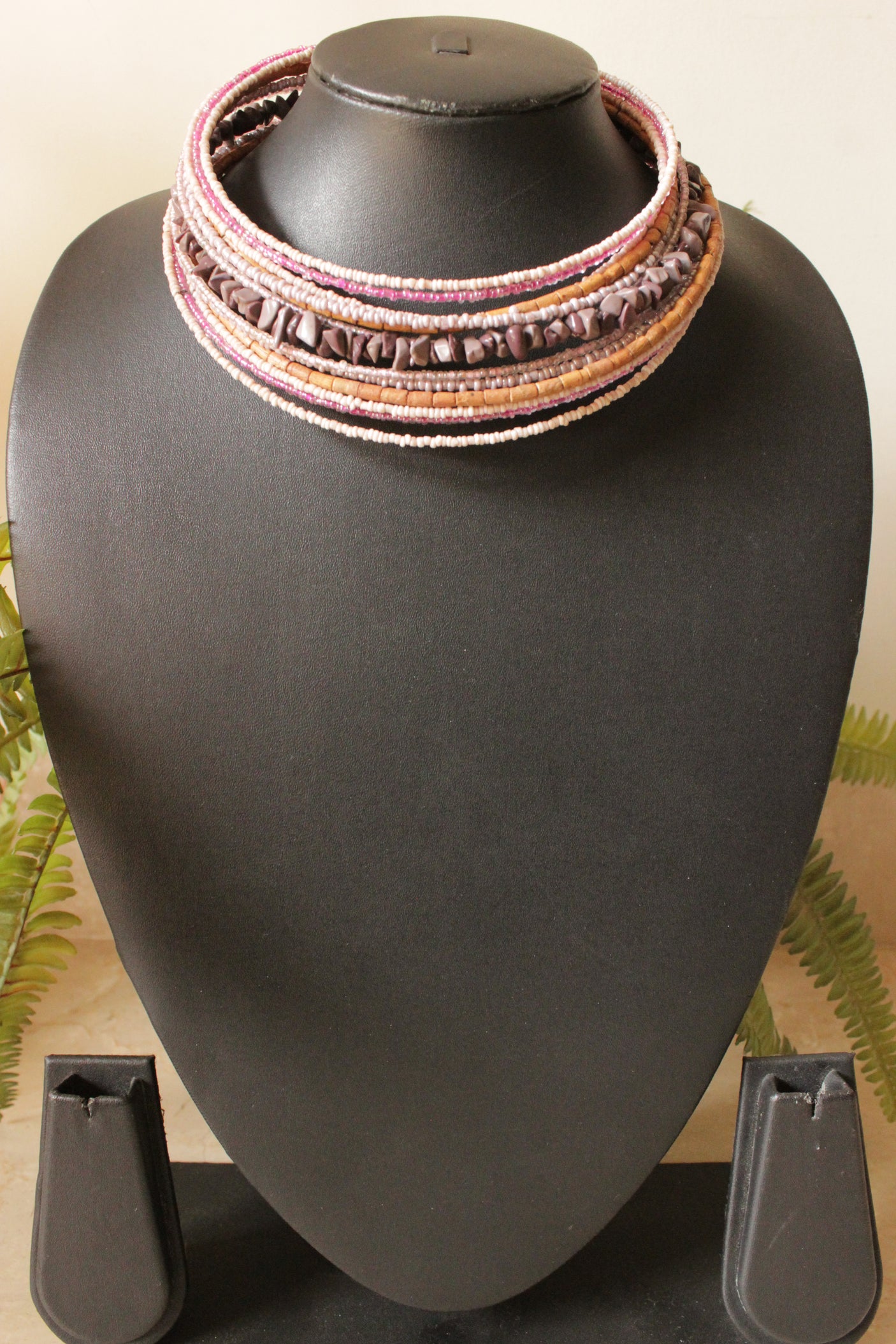 Acrylic Beads and Wooden Beads Multi-Layer Handmade Choker Necklace