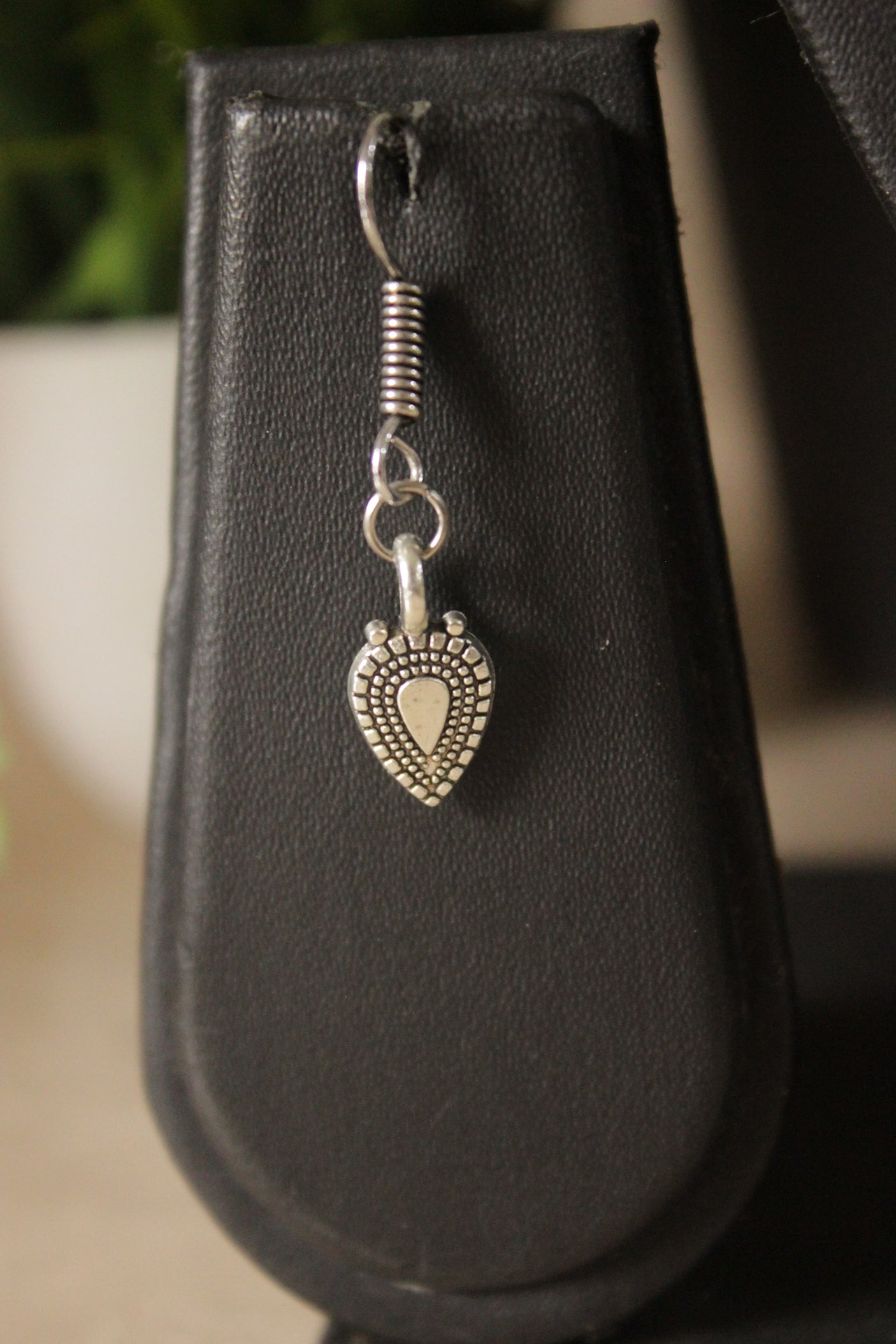 Tear Drop Shaped Silver Metal Charms Braided in Red Thread Necklace Set