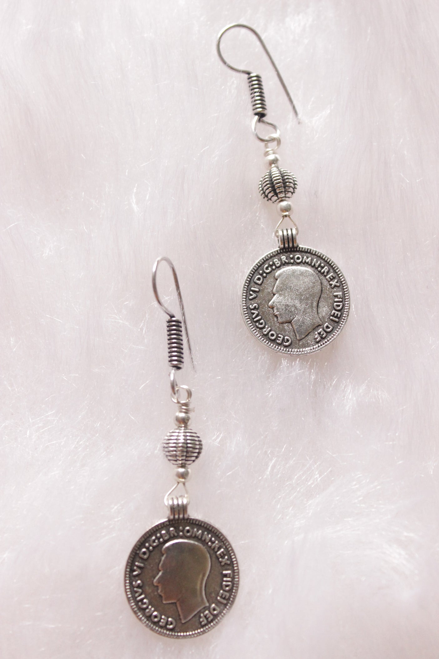 2 Layer Violet Beads and Vintage Stamped Metal Coins Braided Necklace Set