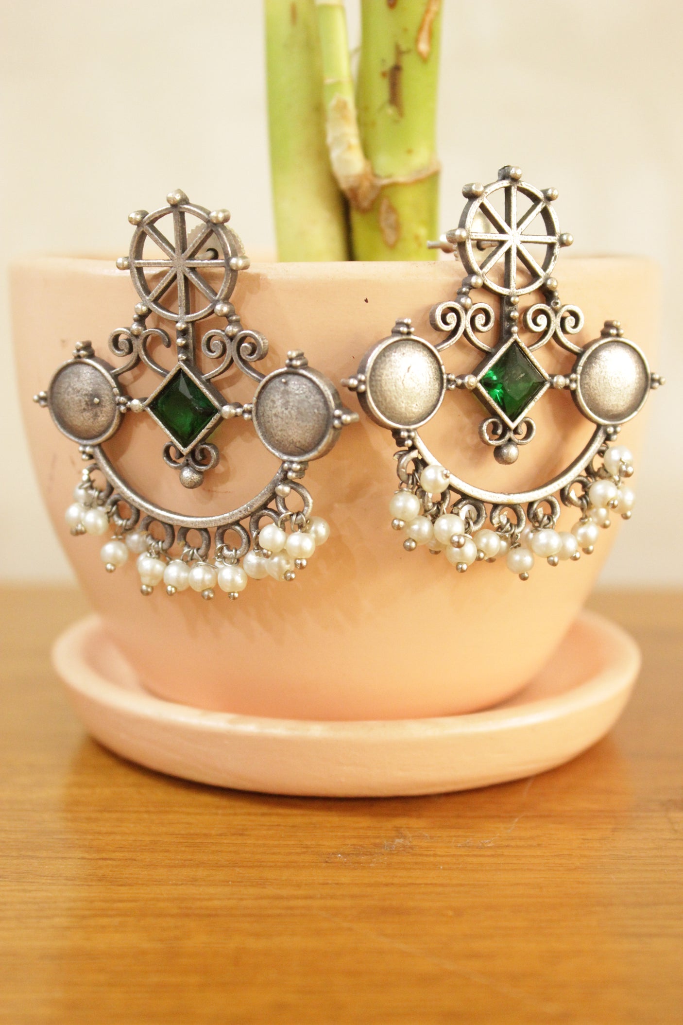 Ship's Anchor Shaped Oxidised Finish Brass Earrings