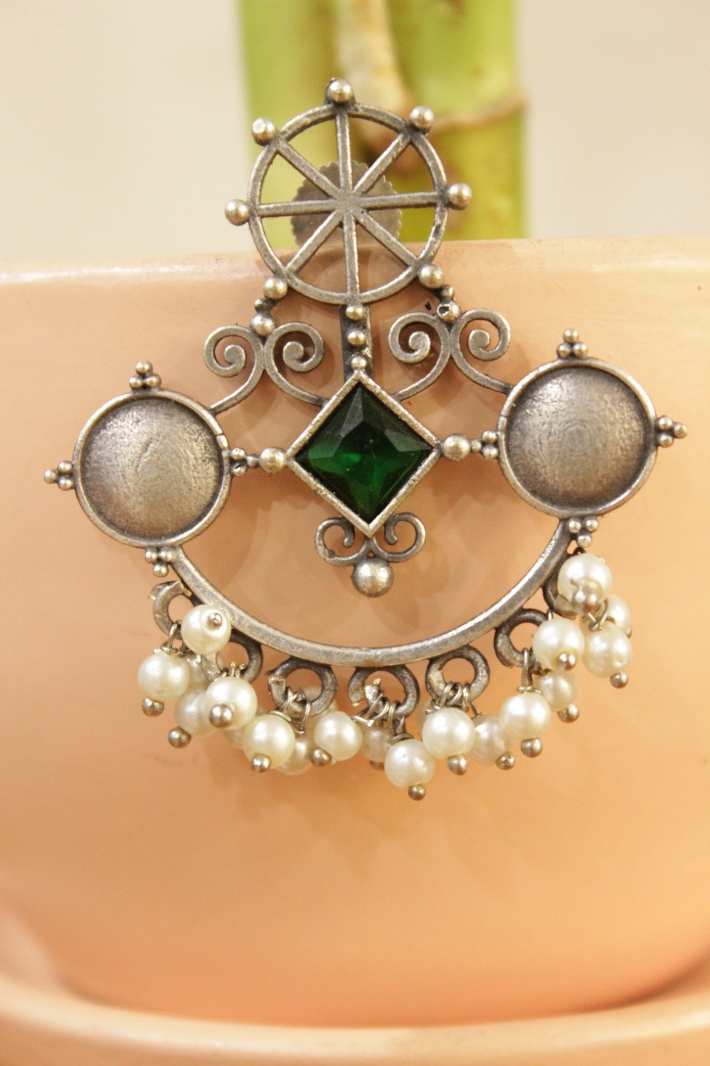 Ship's Anchor Shaped Oxidised Finish Brass Earrings