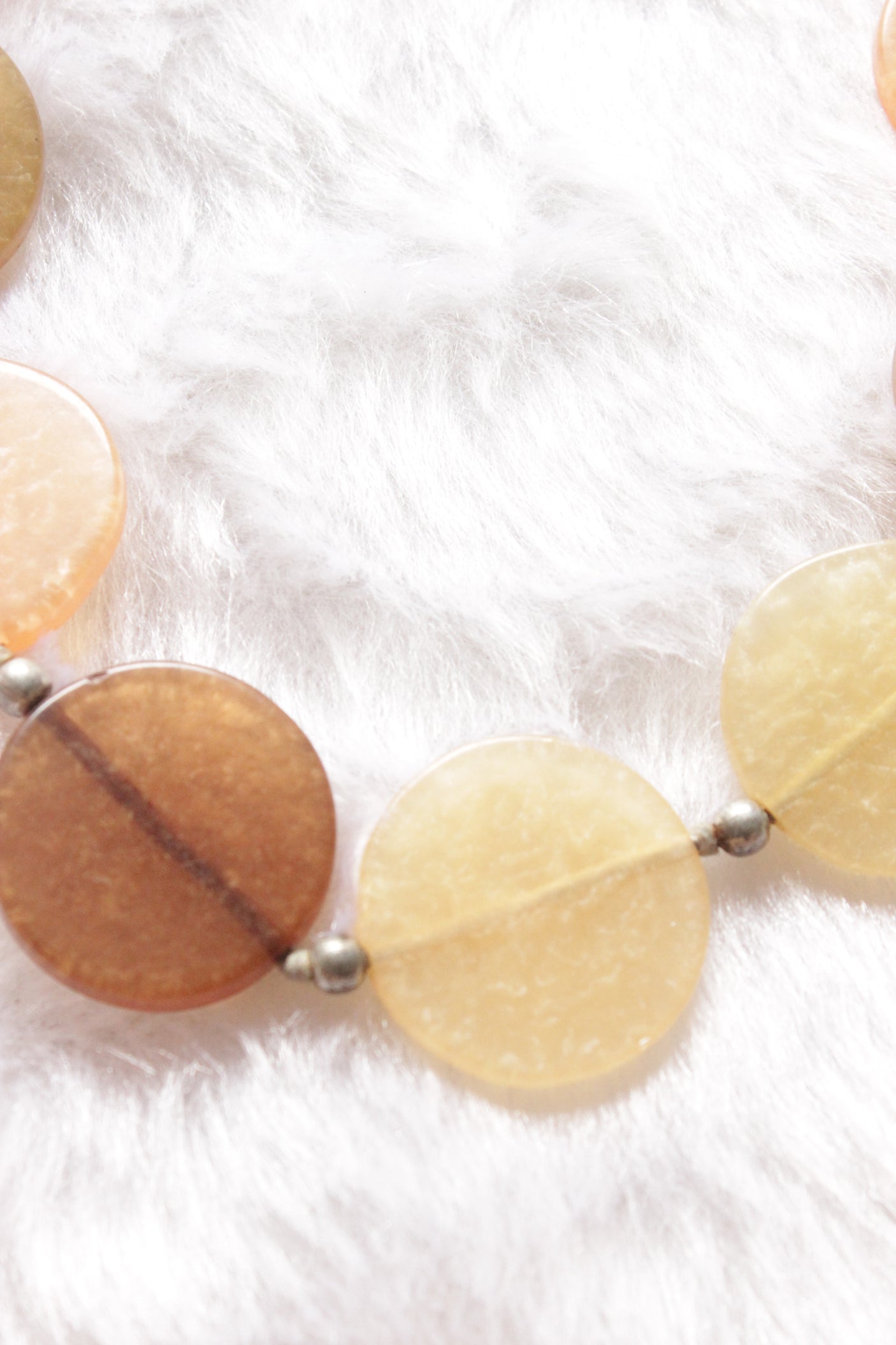 Circular Acrylic Beads Necklace with Adjustable Rope Closure