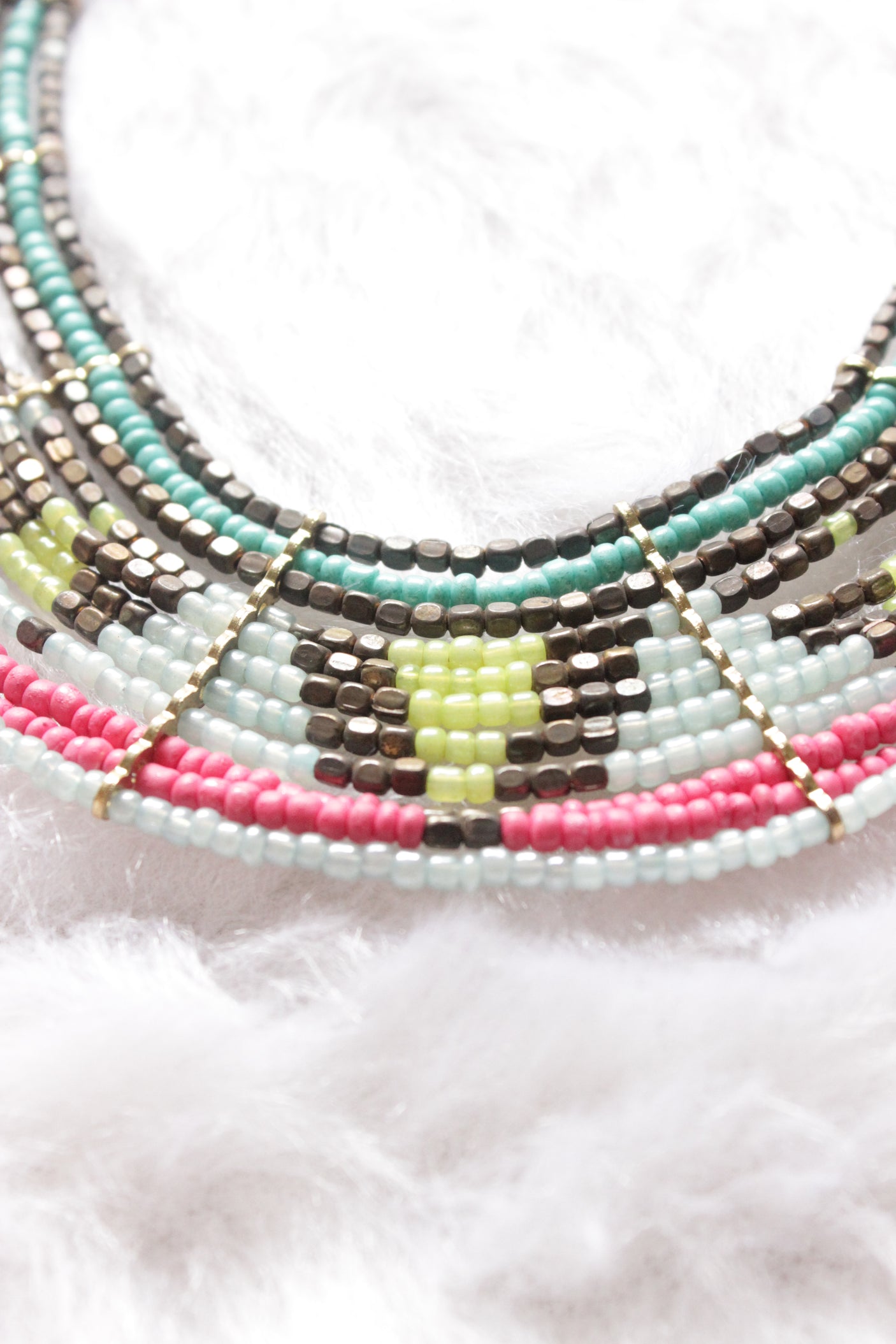 Hand Braided BeadsElegant Multi-Layer Necklace