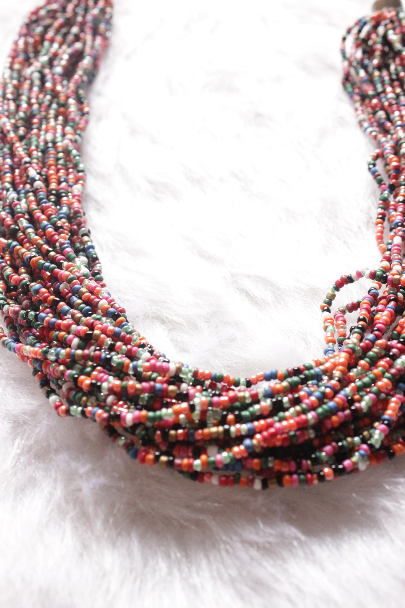 Multi-Layer Hand Braided Beads Long Necklace
