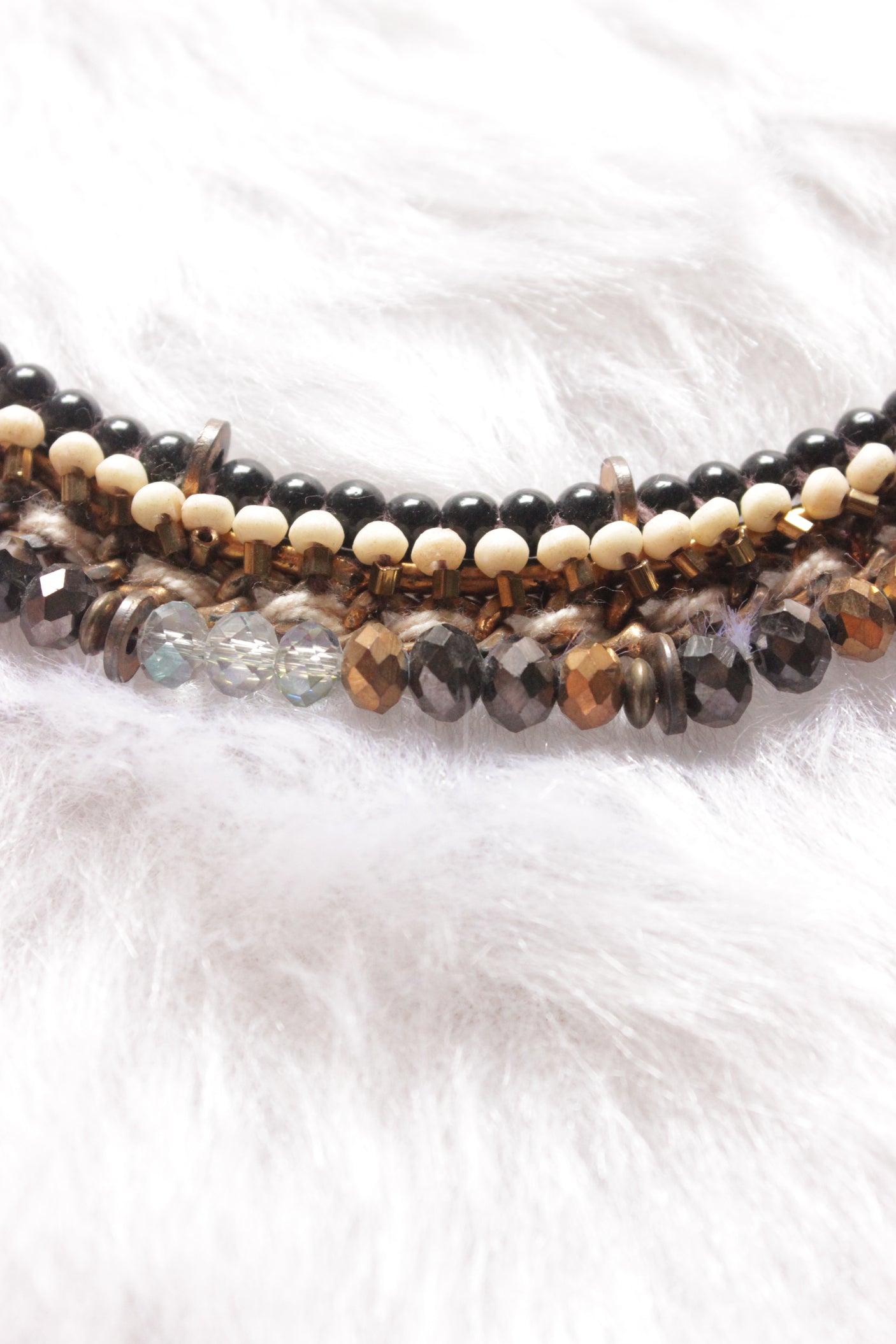 Hasli Style Metal Choker Necklace with Multi-Color Braided Beads