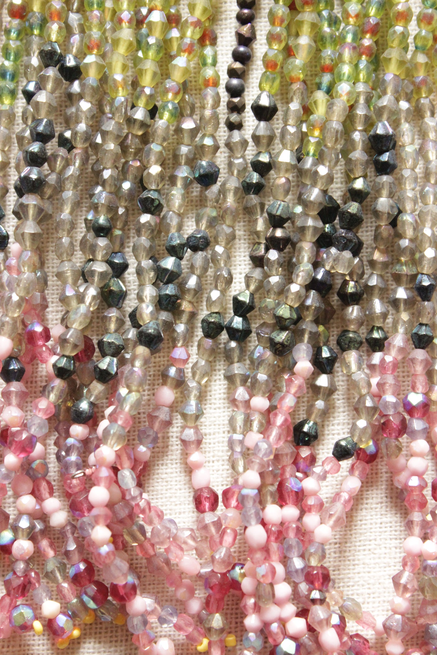 Multi-Color Glass Beads Hand Braided Long Multi-Layer Choker Necklace