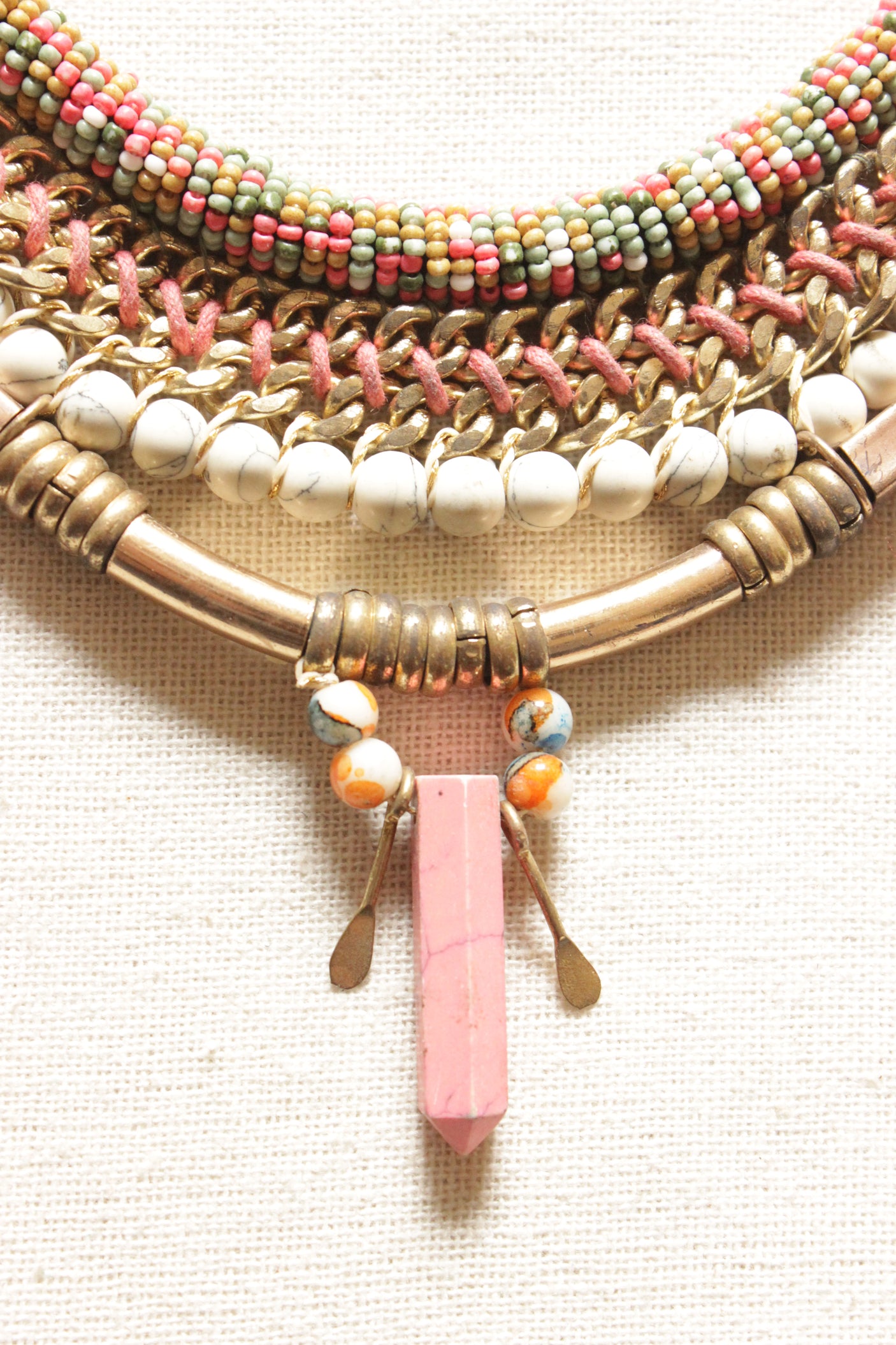 Beads and Metal Handmade Boho Necklace