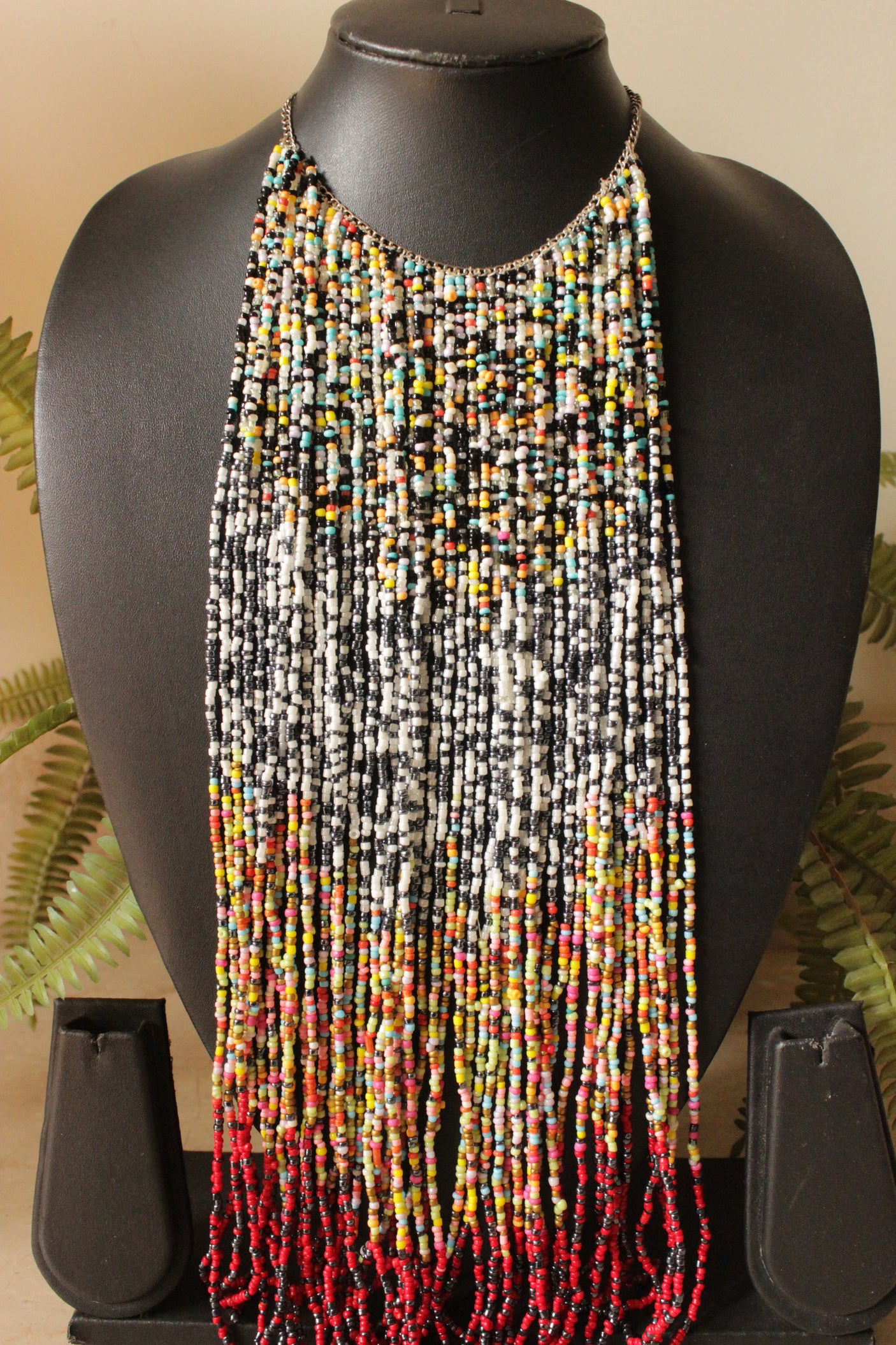 Multi-Color Beads Hand Braided Long Multi-Layer Choker Necklace