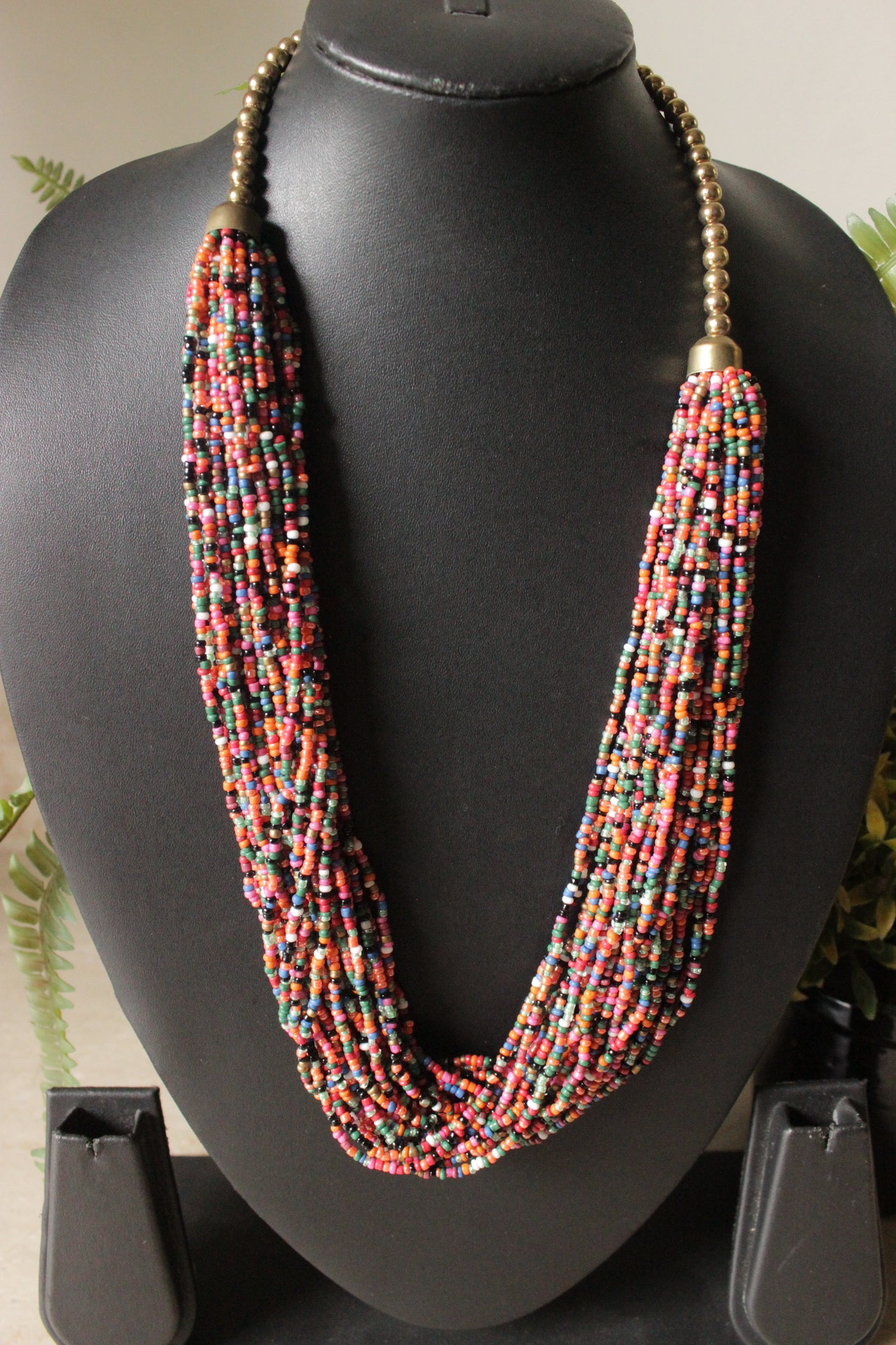 Multi-Layer Hand Braided Beads Long Necklace