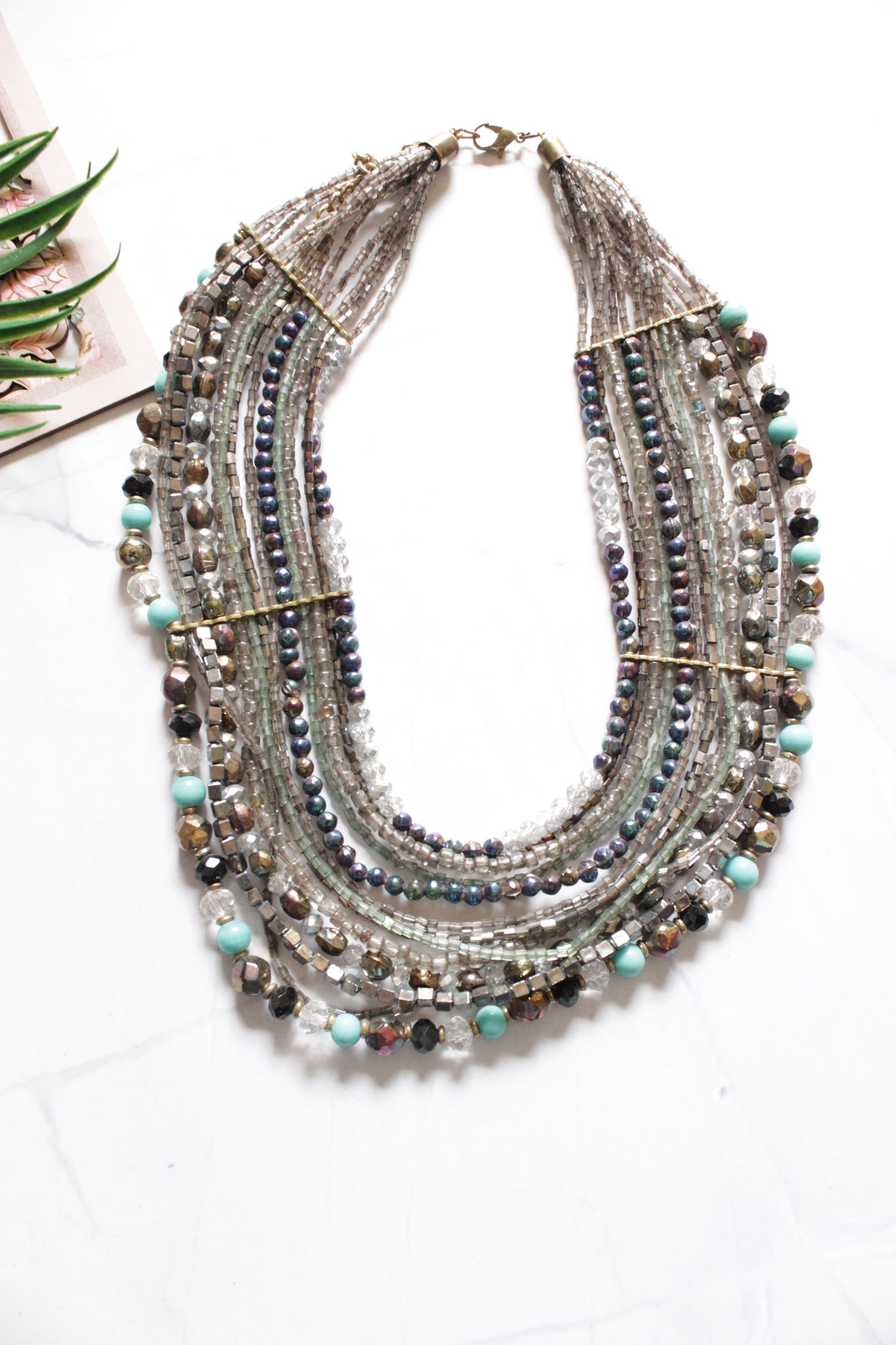 Multi-Layer Multi-Color Glass Beads Necklace