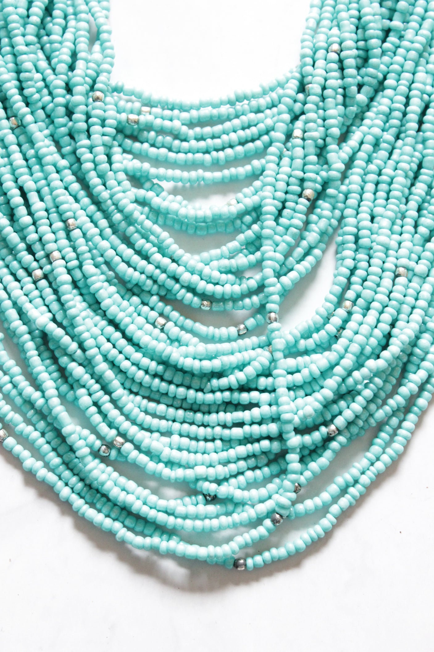 Multi-Layer Blue Hand Braided Beads Necklace