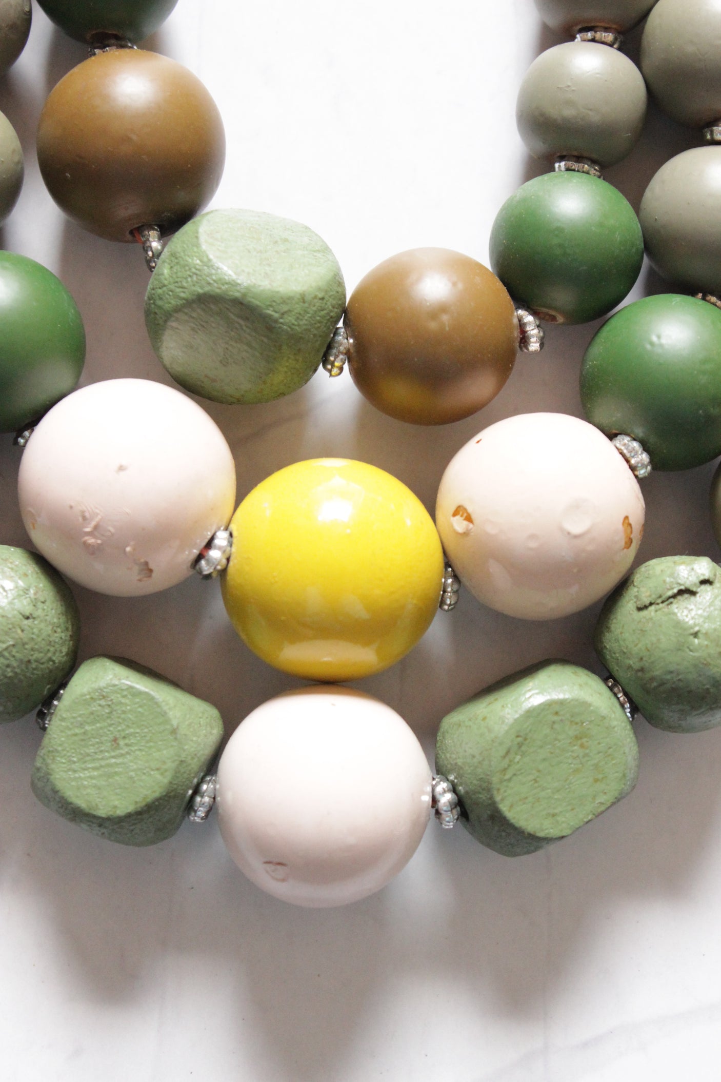 Multi-Color Earthy Tones Wooden Beads 3-Layer Necklace