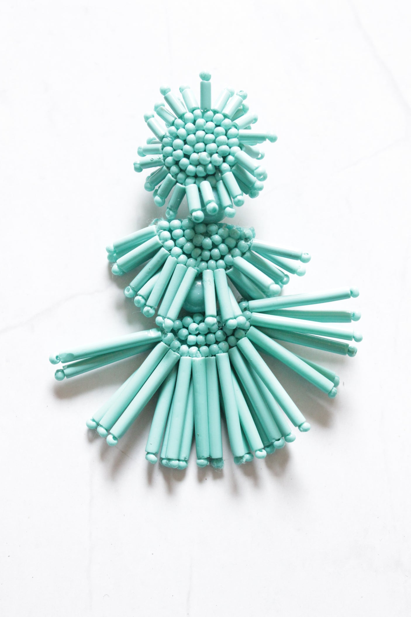 Turquoise Sun Shape 3 Layer Dangler Earrings