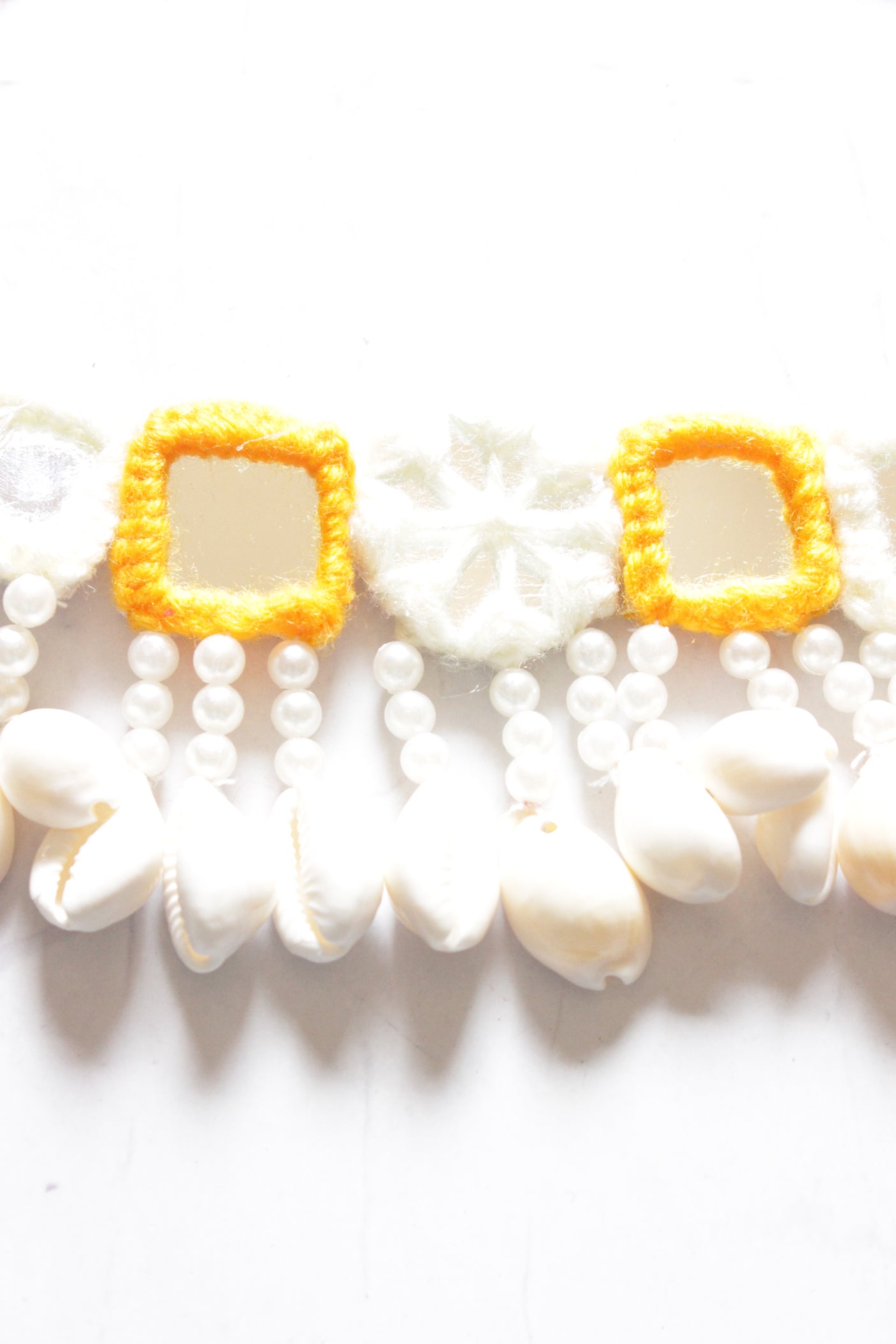 Mirror Work Hand Woven Threads Shell Work Choker Necklace