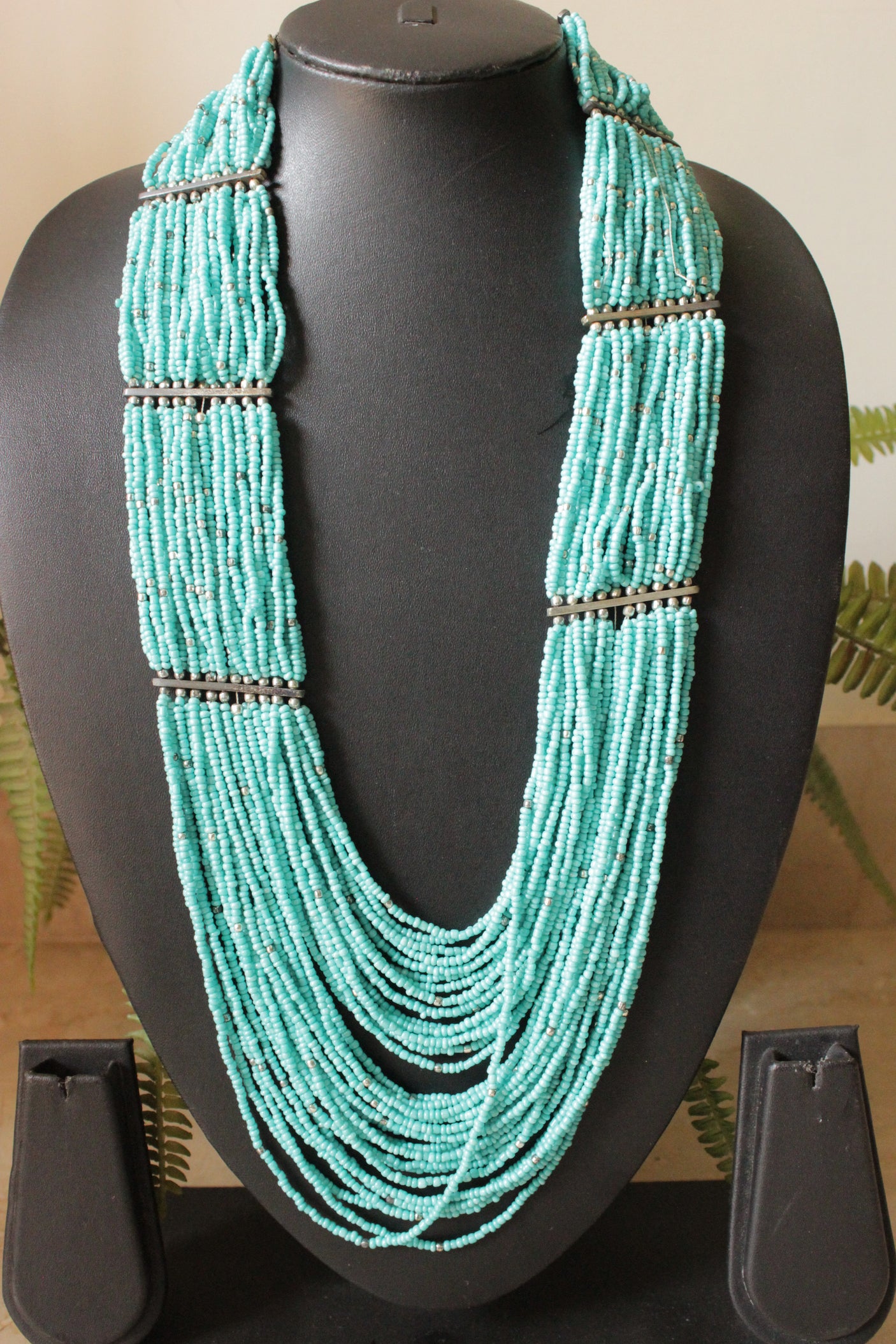 Multi-Layer Blue Hand Braided Beads Necklace