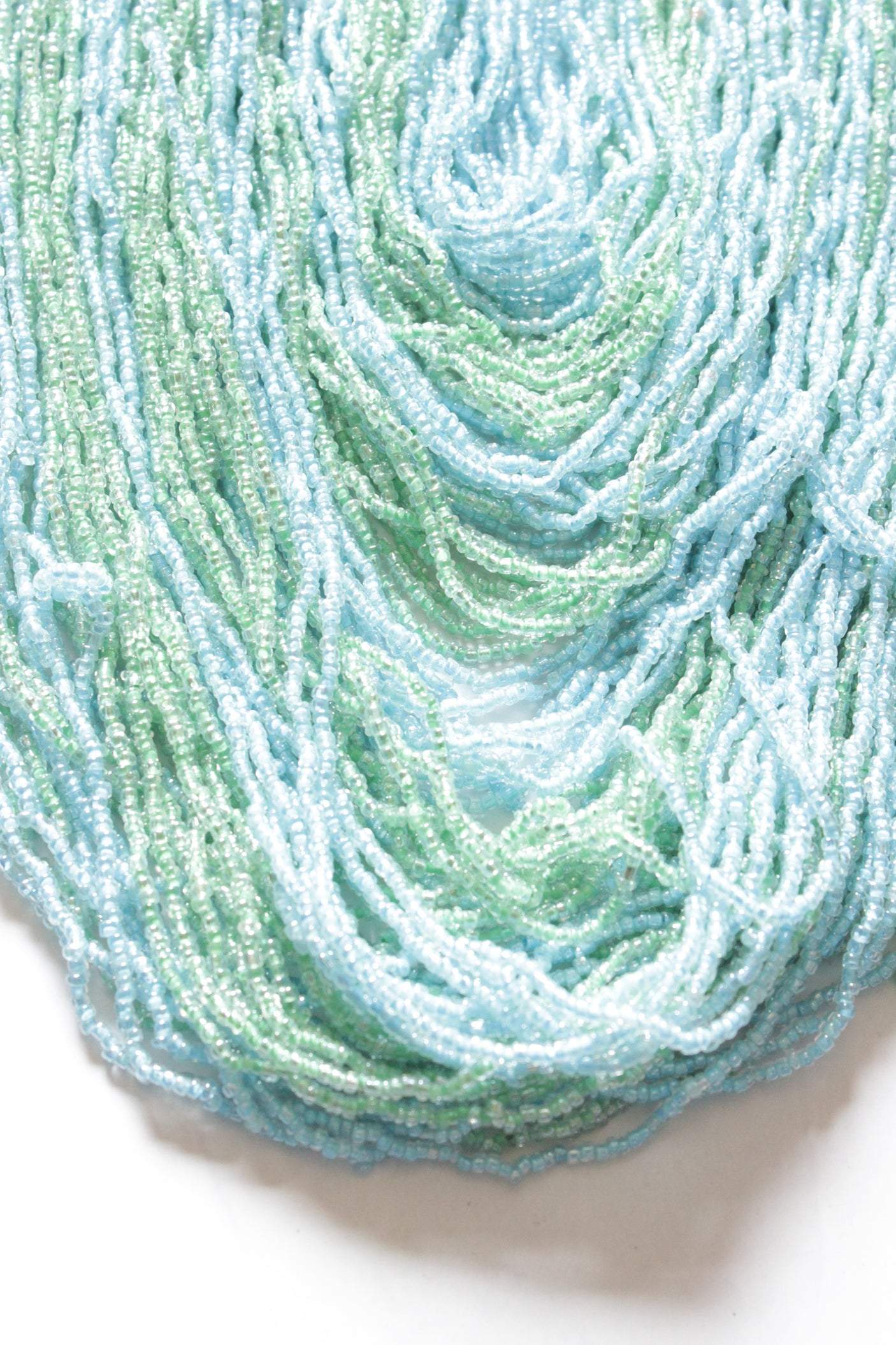 Sea Green and Blue Multi-Layer Hand Braided Necklace with Button Closure