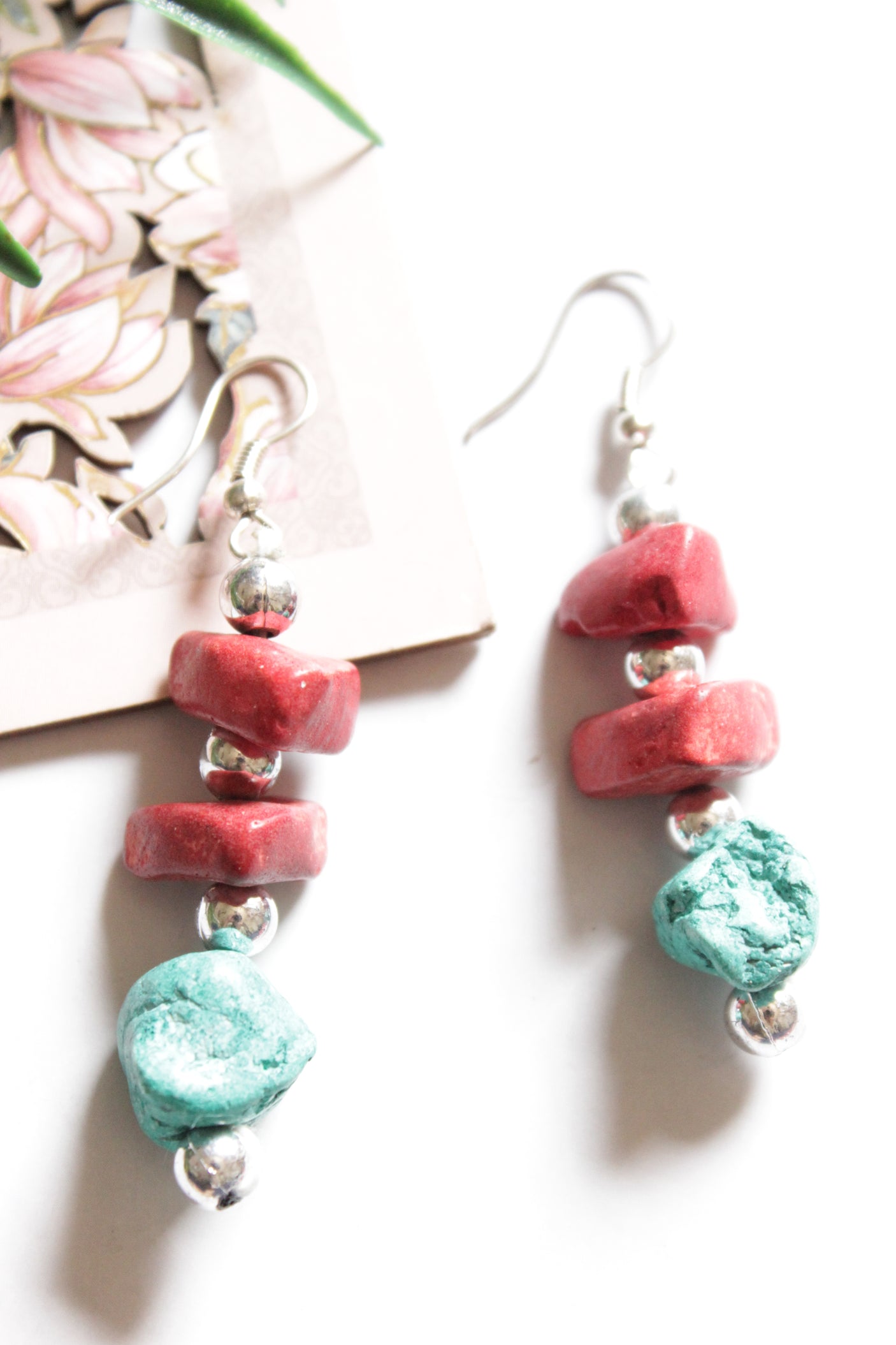 Blue & Red Flower Bone Beads Handcrafted Multi-Layer African Tribal Necklace