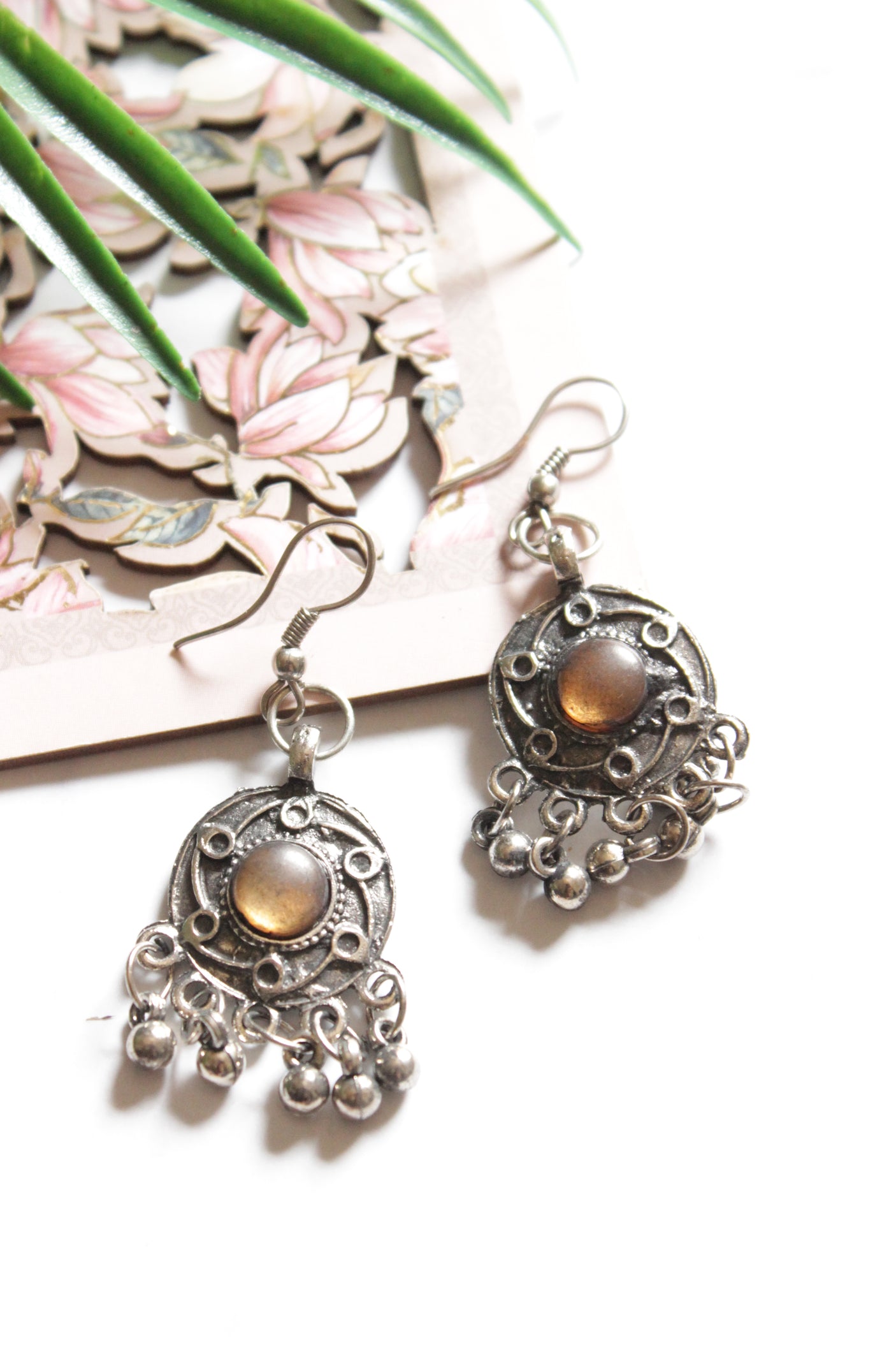 Jute Tribal Fabric Necklace Set Embellished with Oxidised Silver Metal Charms