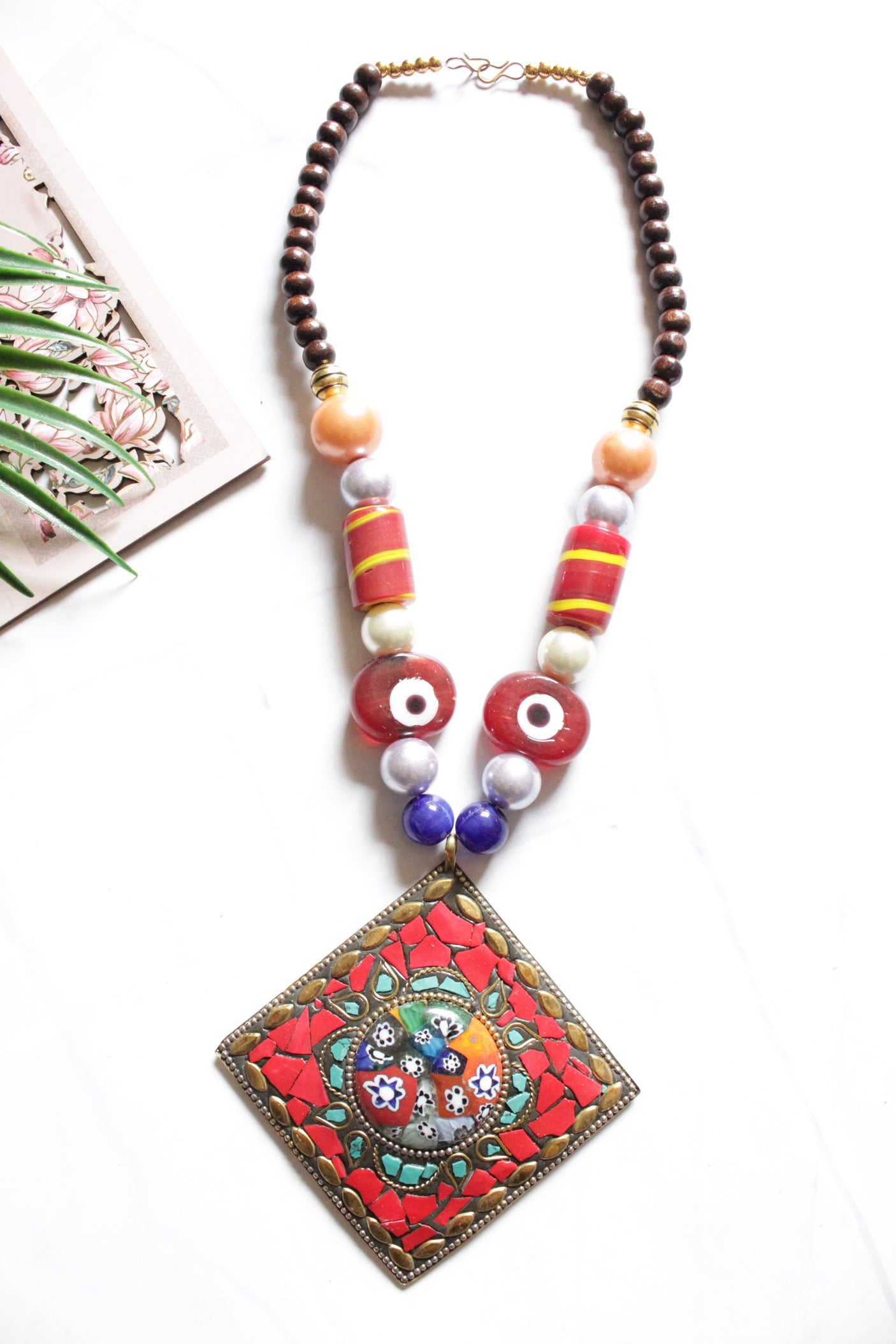 Tibetan Pendant Red Evil Eye Handmade Necklace