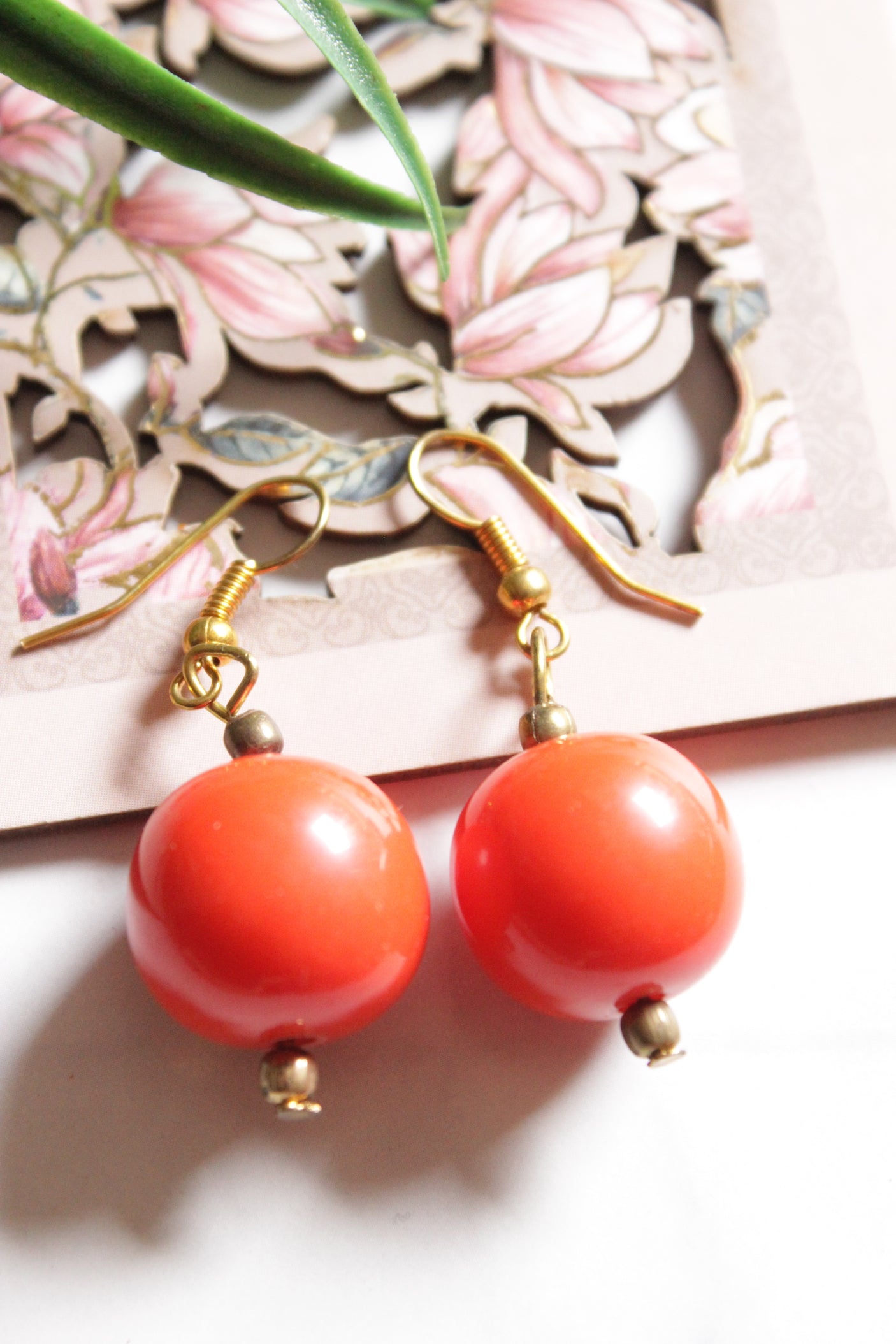 Orange Acrylic Beads Handmade Necklace Set