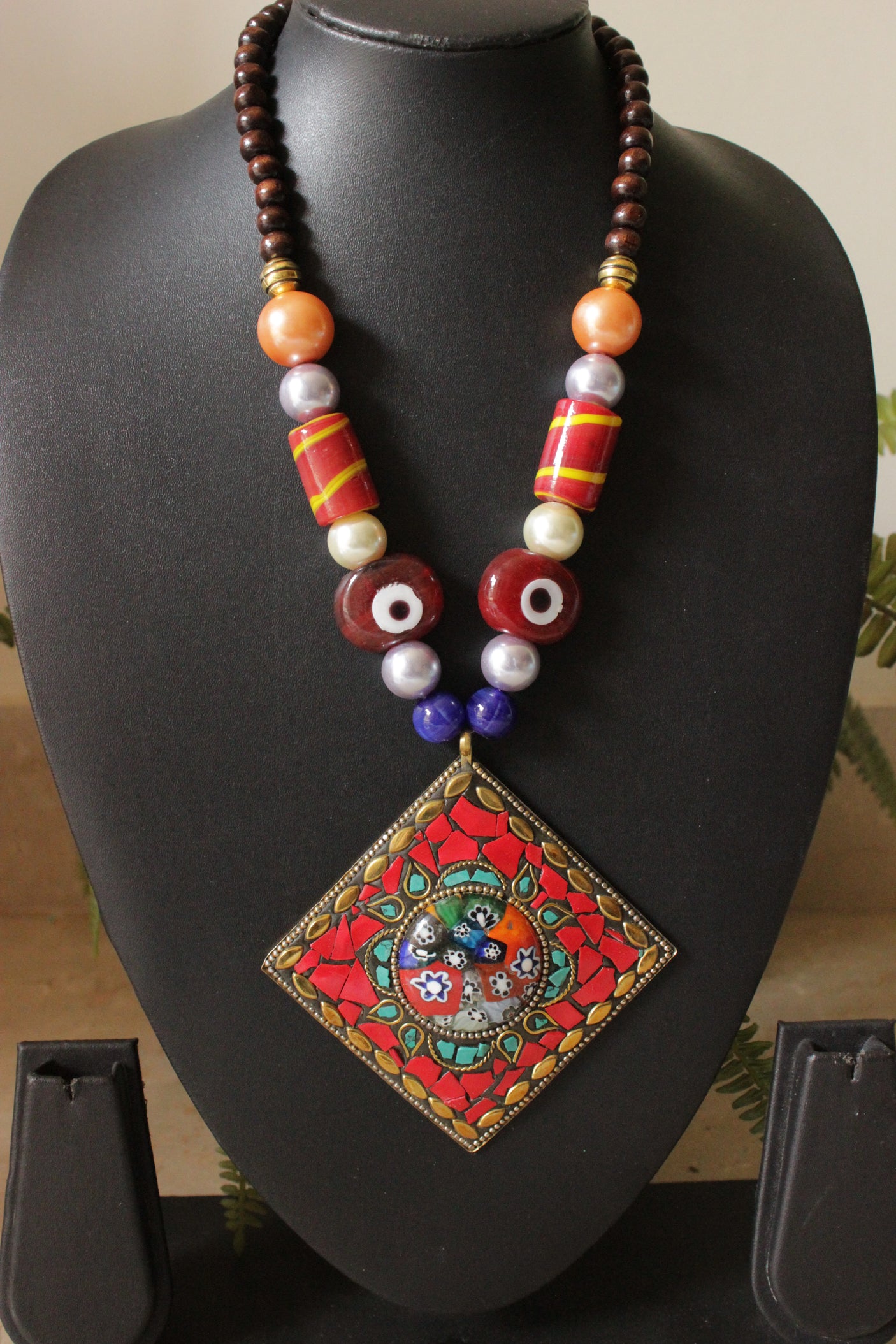 Tibetan Pendant Red Evil Eye Handmade Necklace