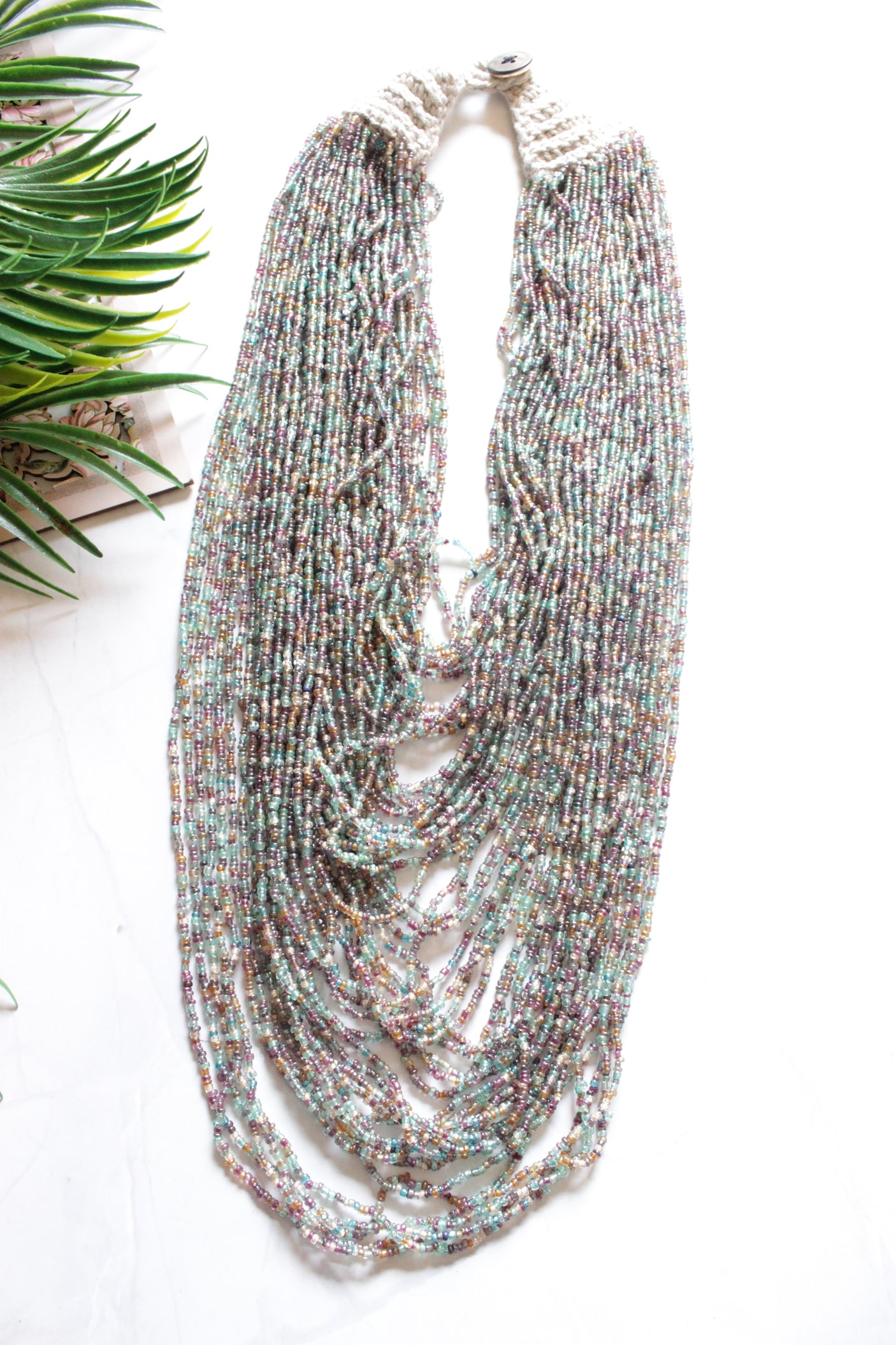 Muted Multi-Color Multi Layer Handmade Beaded Necklace