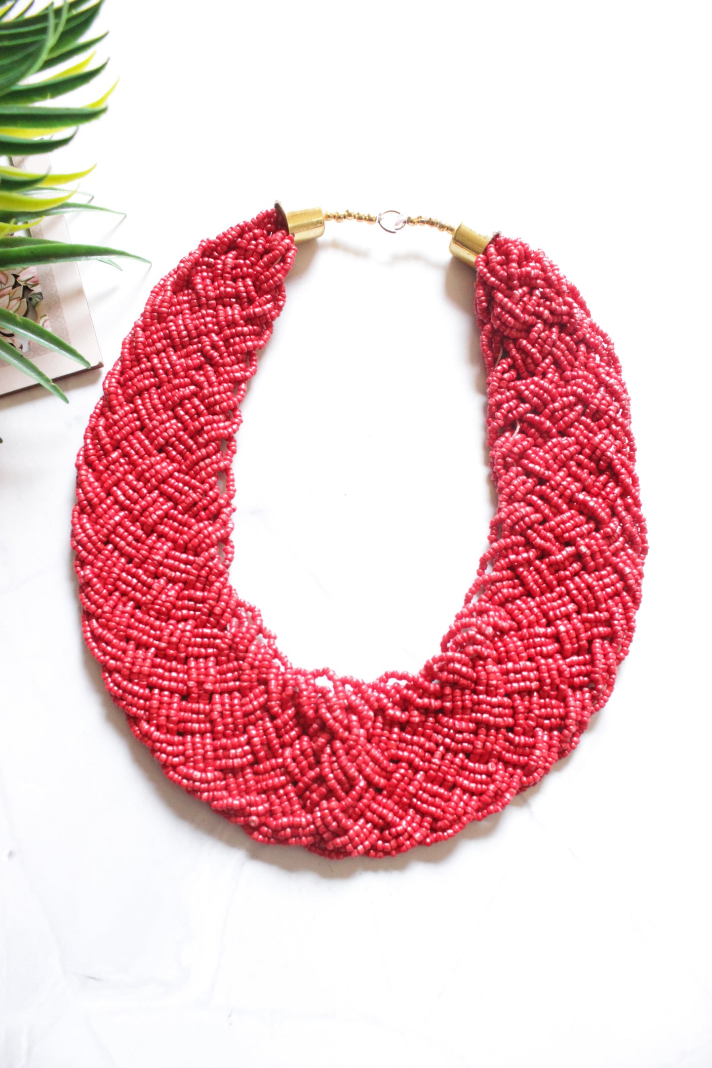 Red Beaded Handmade Necklace