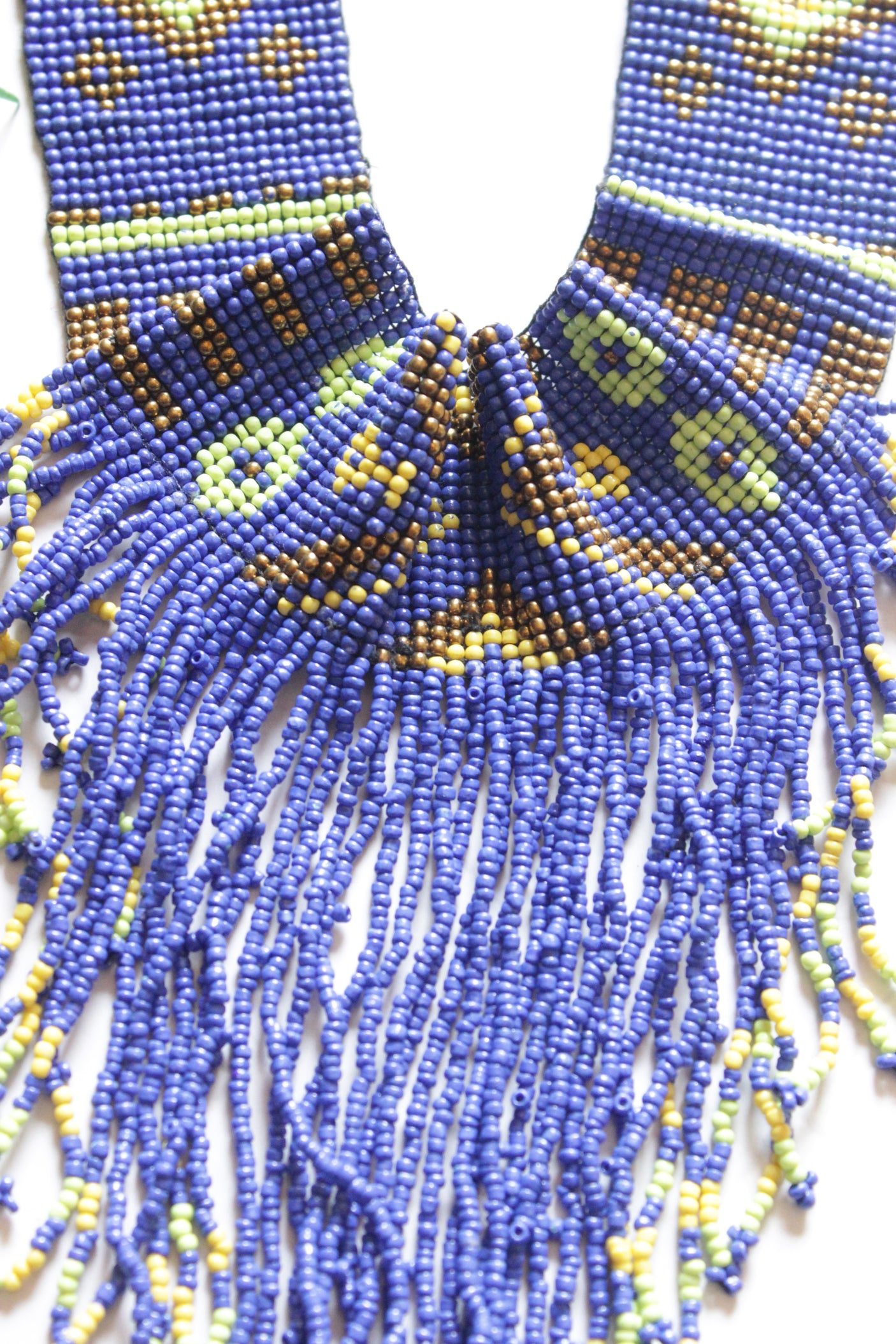 Violet and Green Hand Braided Beads Collar Necklace