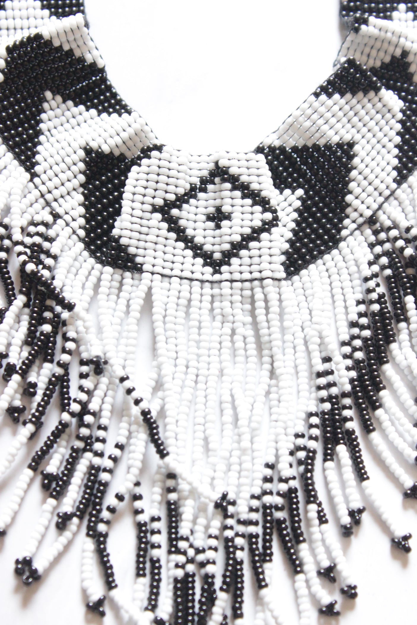 Monochrome Hand Braided Beads Collar Necklace