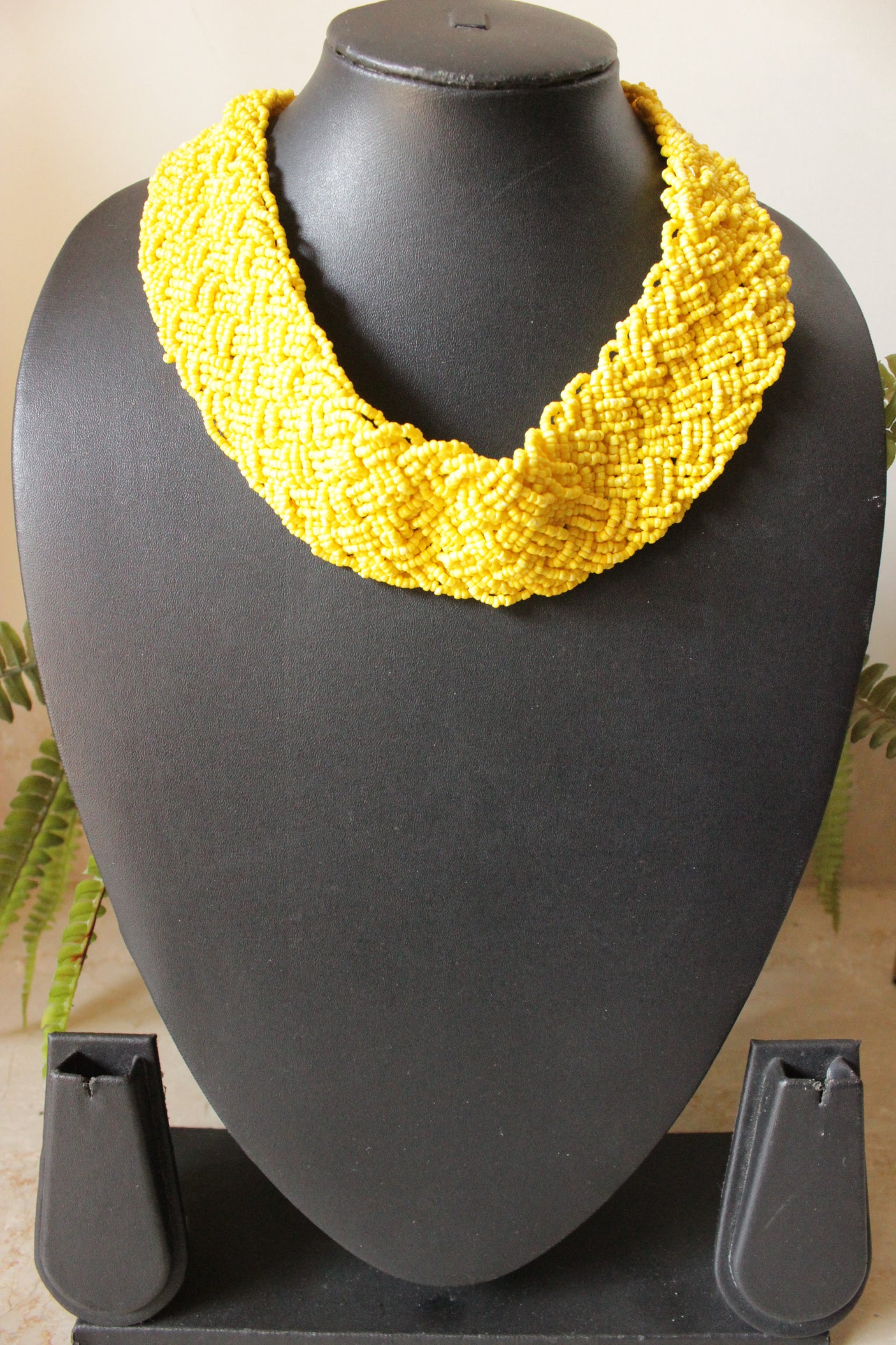 Sun Yellow Beaded Handmade Necklace