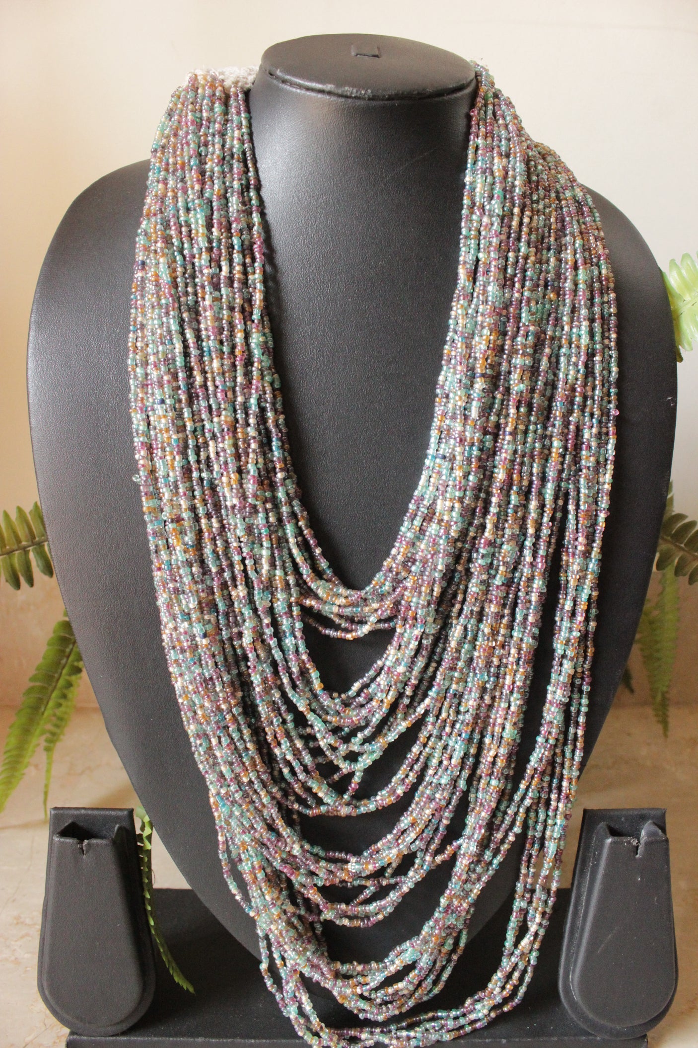 Muted Multi-Color Multi Layer Handmade Beaded Necklace