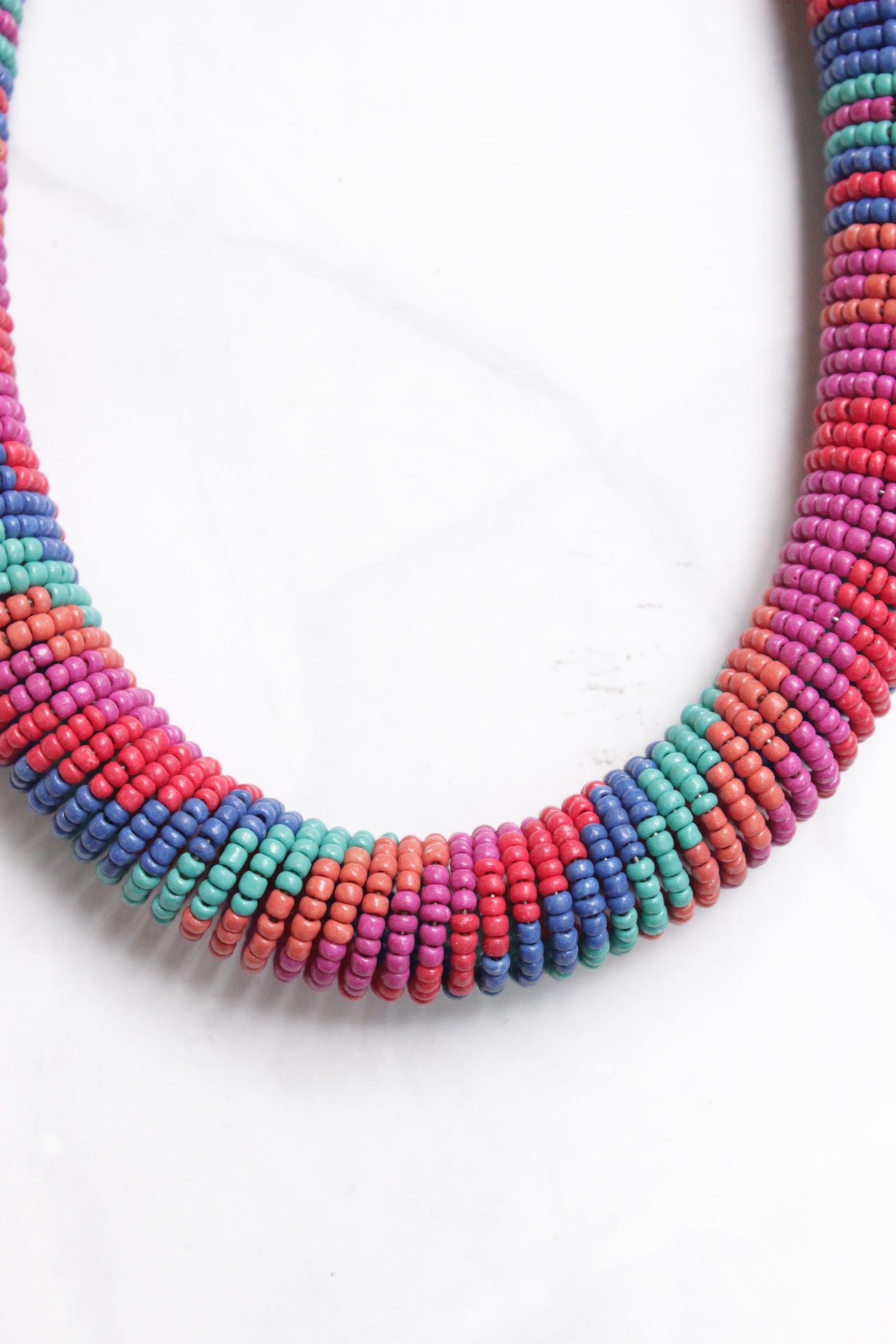 Multi-Color Beads Handmade Braided Hasli Necklace