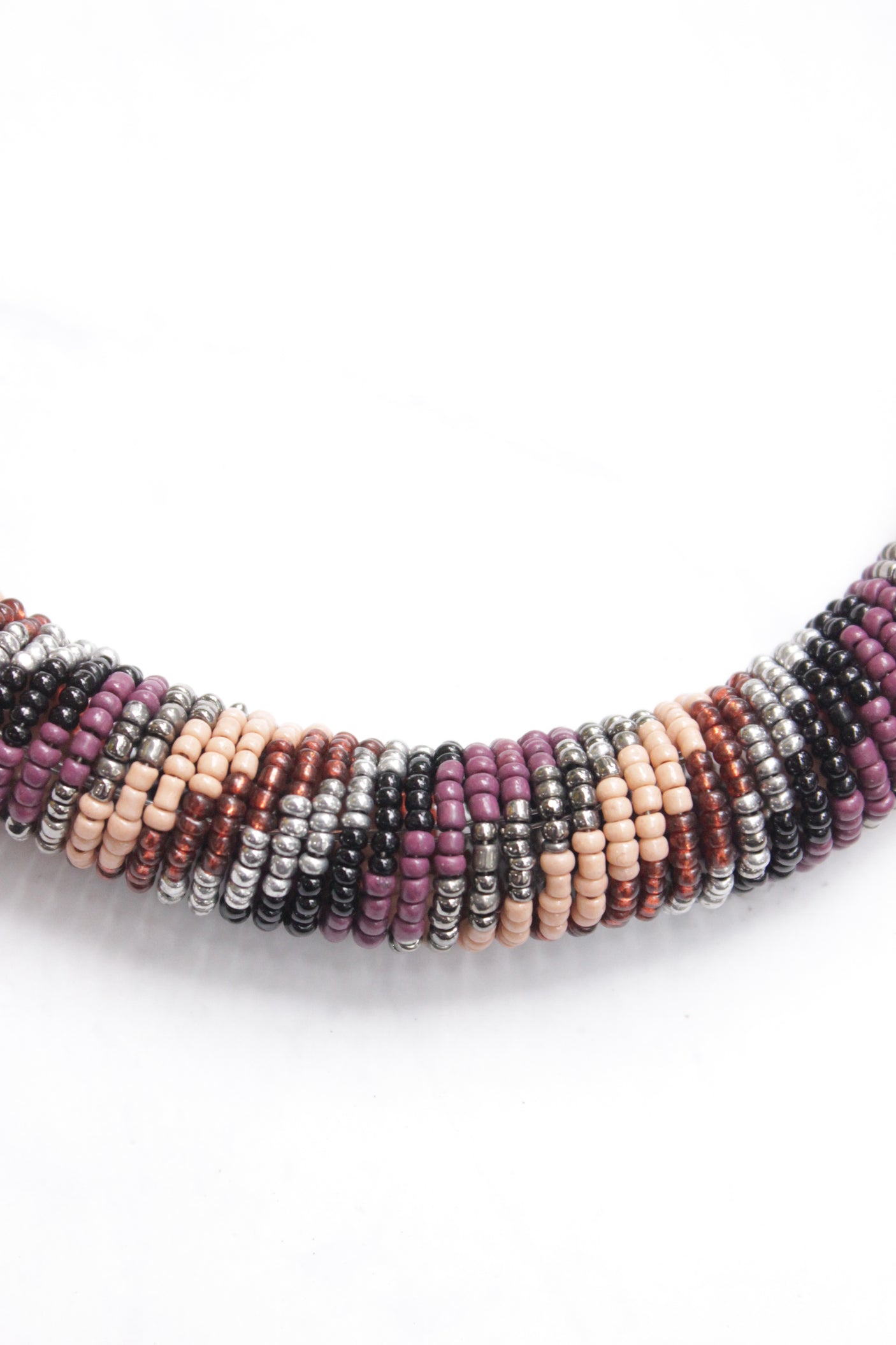 Muted Multi-Color Beads Handmade Braided Hasli Necklace
