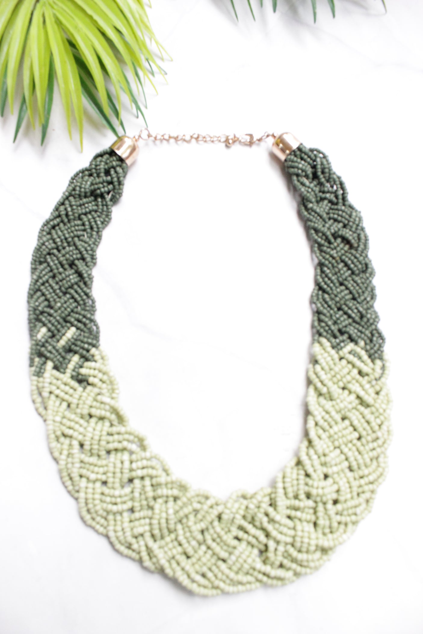 Shades of Green Handmade Beaded Necklace Set