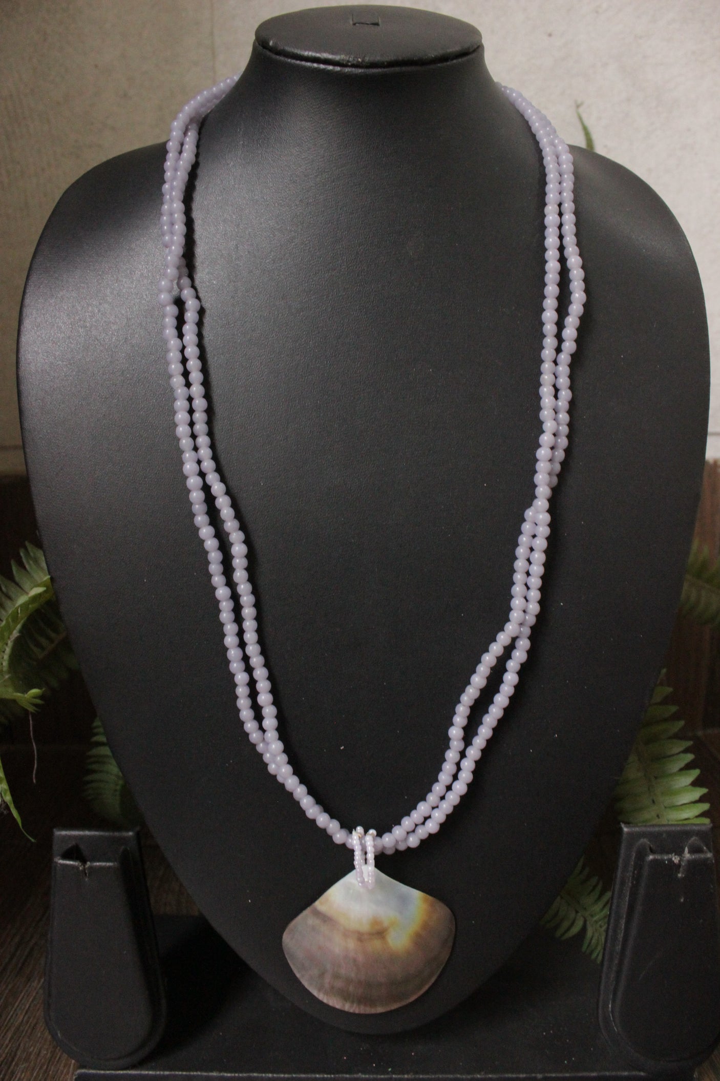 Sea Shell Pendant 2 Layer Purple Beads Necklace