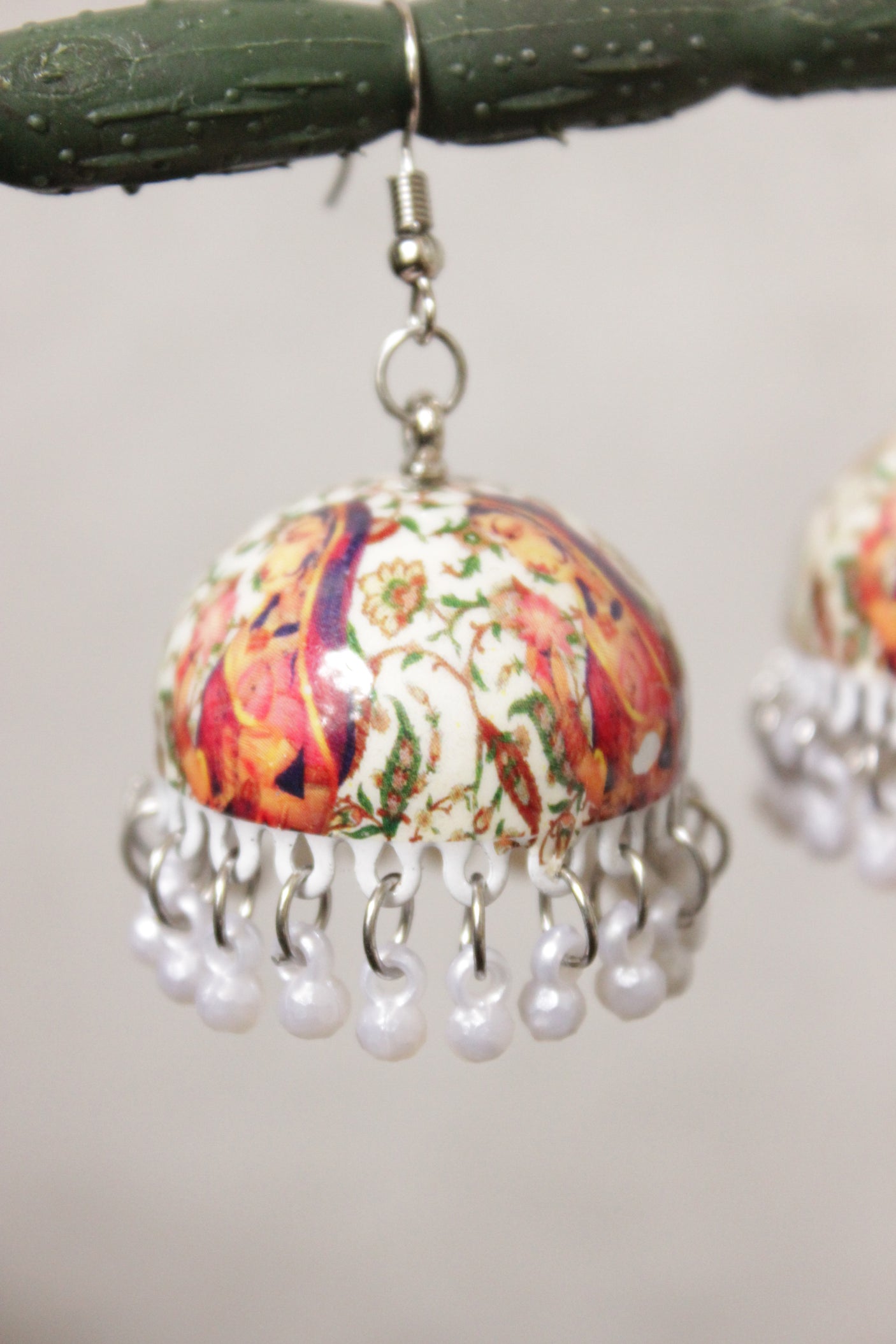 Hand Painted Meenakari Work Jhumka Earrings