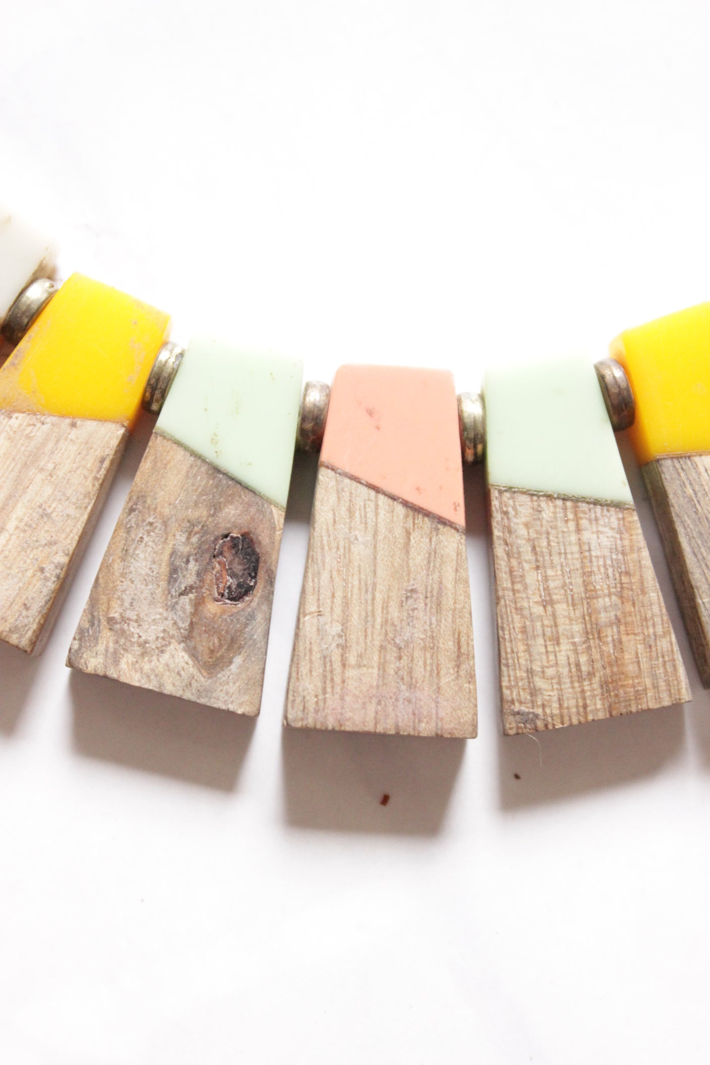 Wooden Beads Handmade Necklace with Bronze Finish Chain Closure