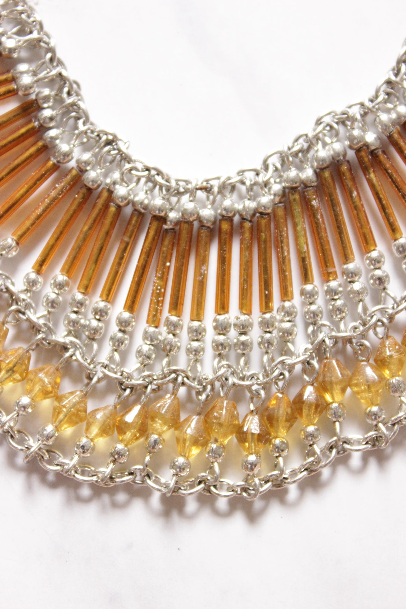 Glass Beads and Metal Ghungroos Chain Closure Handmade Necklace