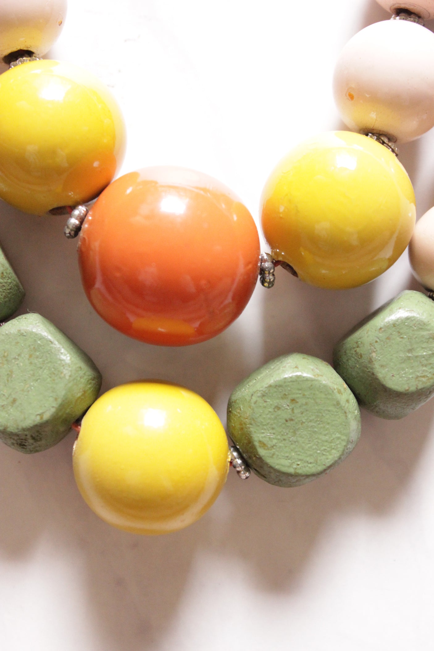 4 Vibrant Shades Wooden Beads 2 Layer Chain Closure Necklace