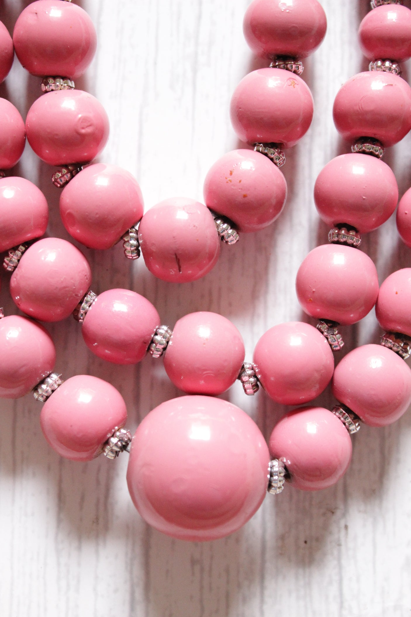 Baby Pink Circular Acrylic Beads 3 Layer Necklace