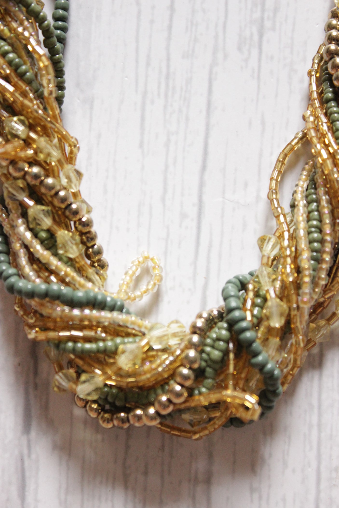 Twisted Glass and Acrylic Beads Hand Braided Beaded Necklace