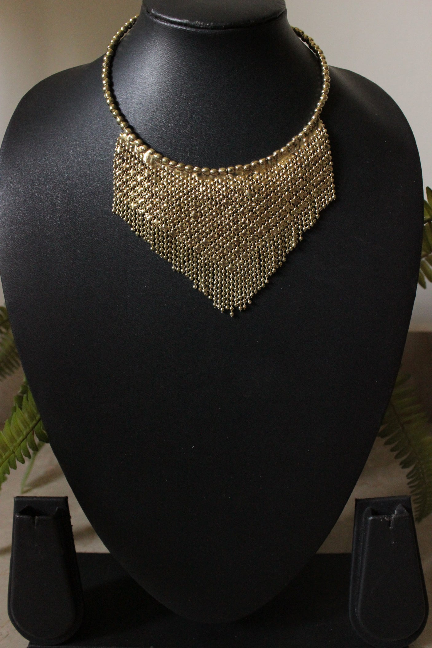Gold Finish Brass Hasli Style Banjara Necklace