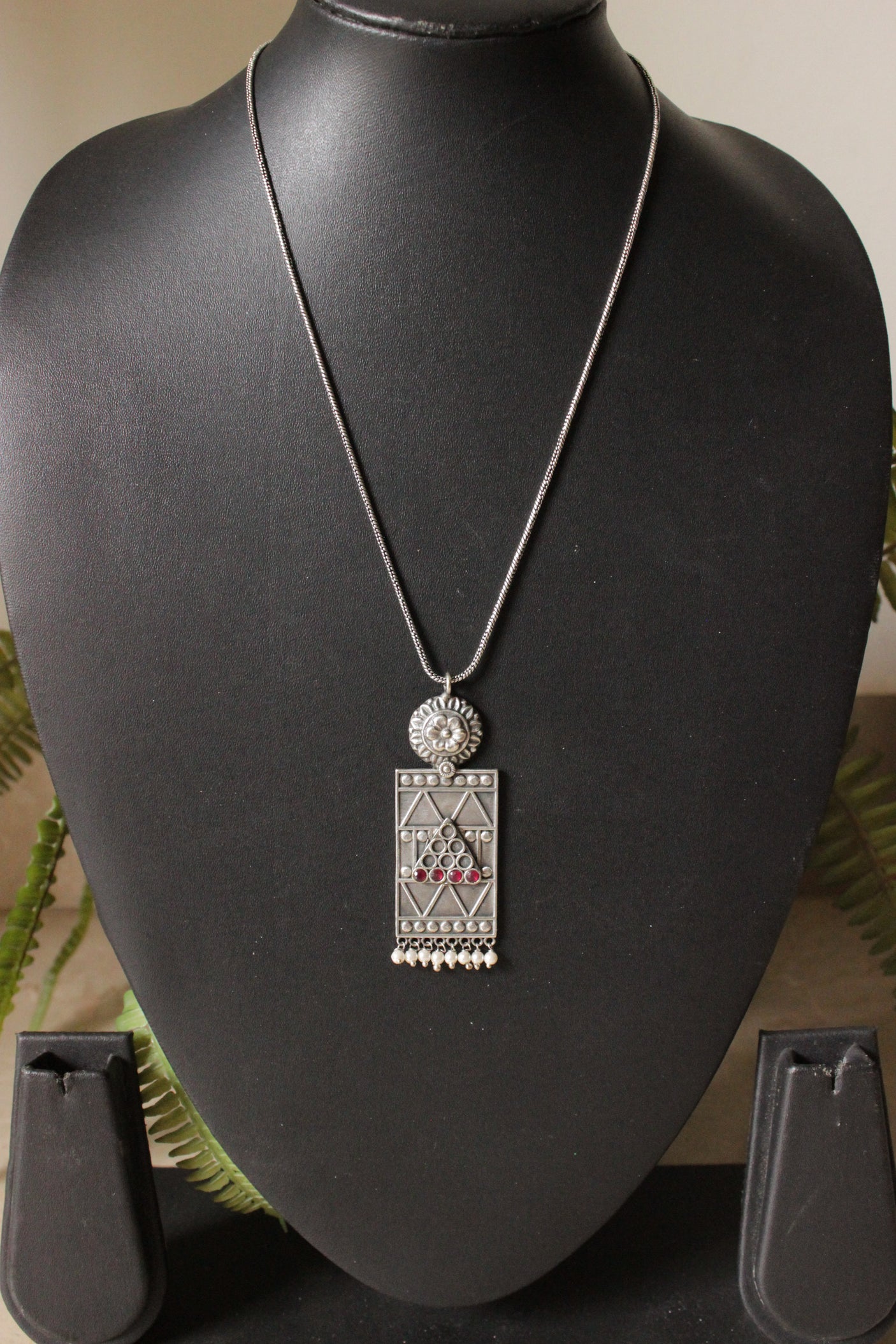 Premium Oxidised Finish Intricately Detailed Pendant Chain Necklace